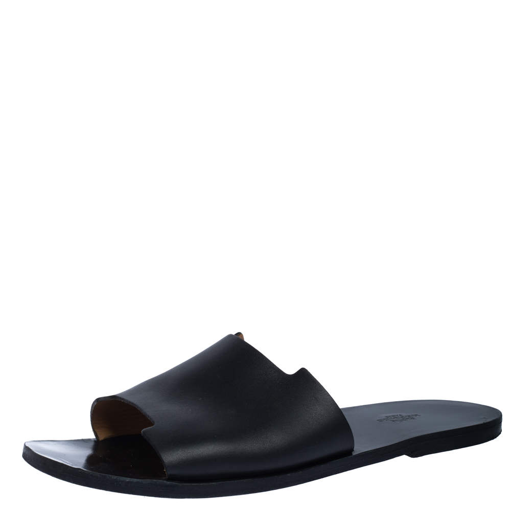Hermes Black Leather Slide Sandals Size 43 Hermes | TLC