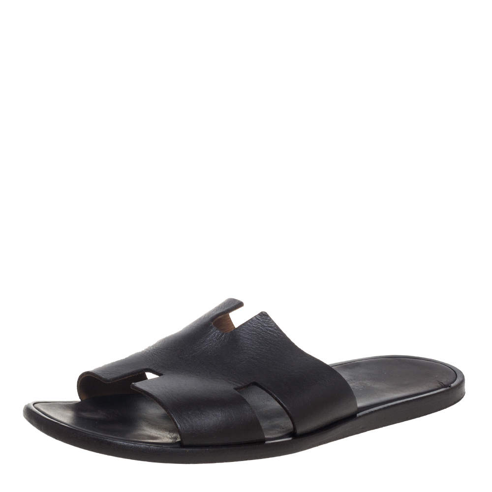 Hermes Dark Brown Leather Izmir Slide Sandals Size 43 Hermes | The ...