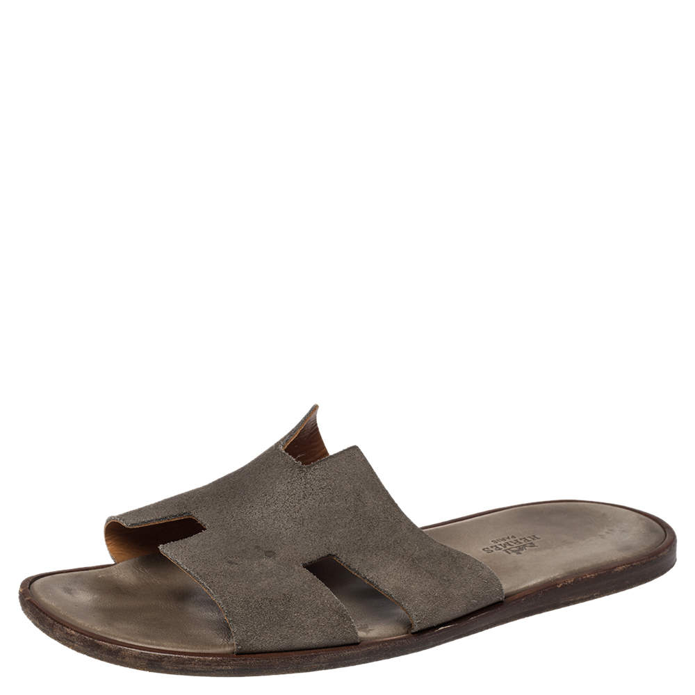 Hermès Grey Suede Izmir Flats Size 45