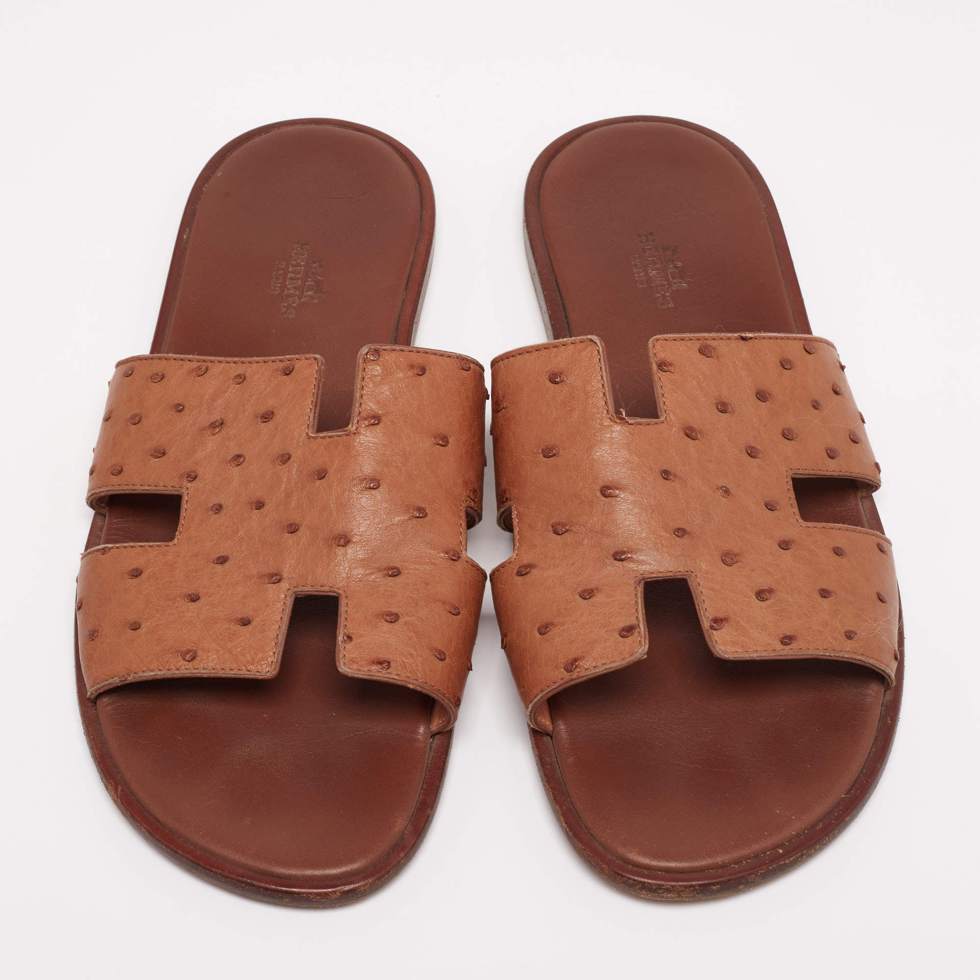 Hermès hermes ostrich leather izmir sandals new Brown ref.413804