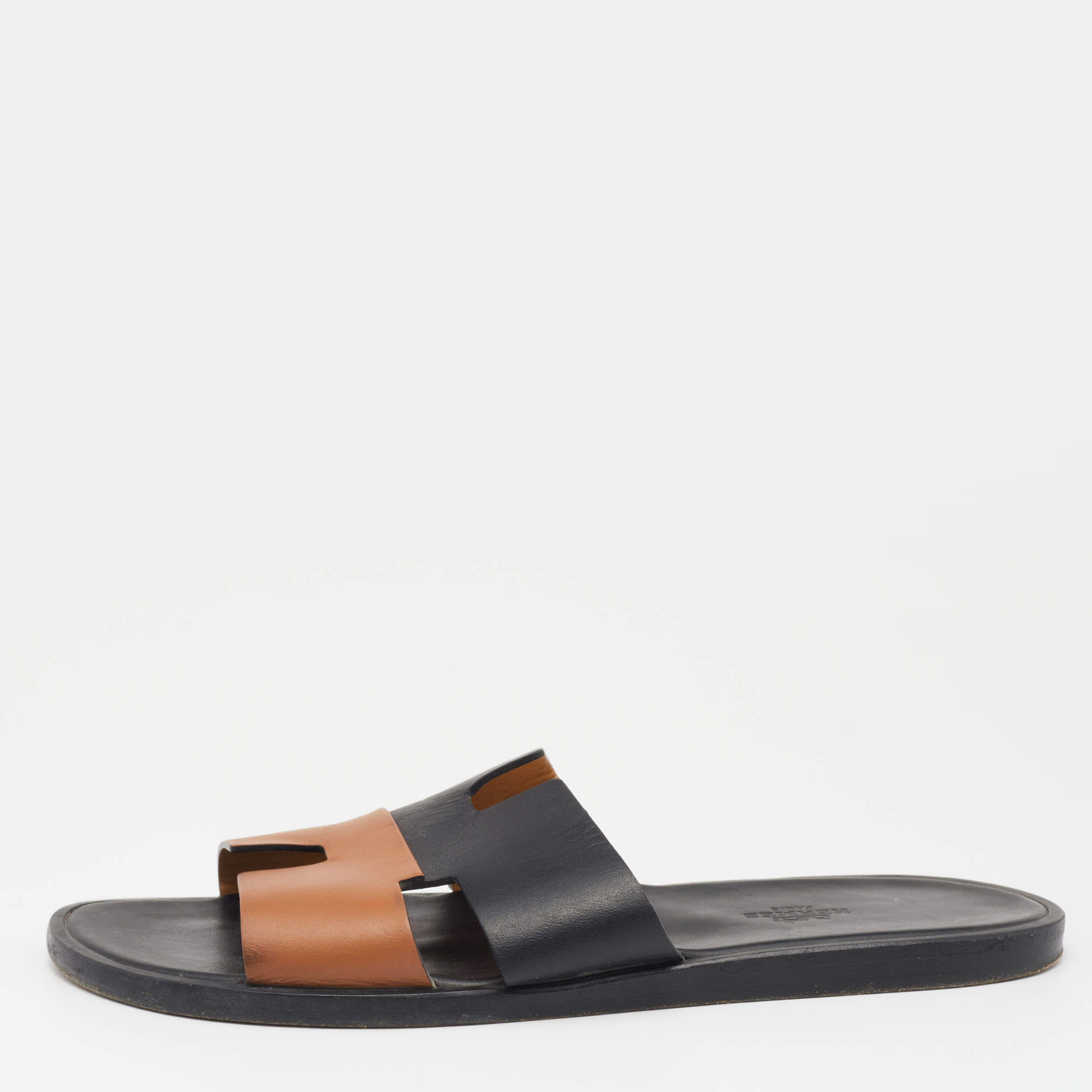 Hermes Black/Brown Leather Izmir Sandals Size 42