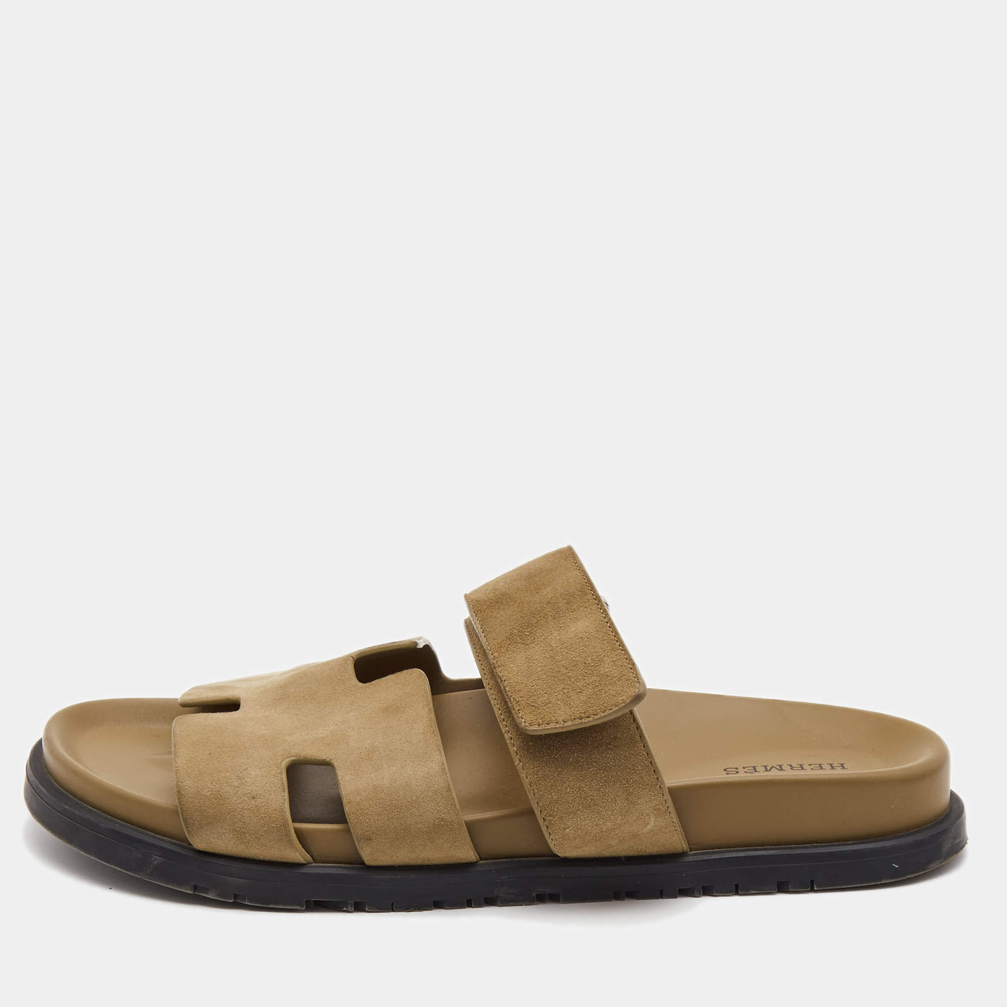 Hermes Olive Green Suede Chypre Sandals Size 39