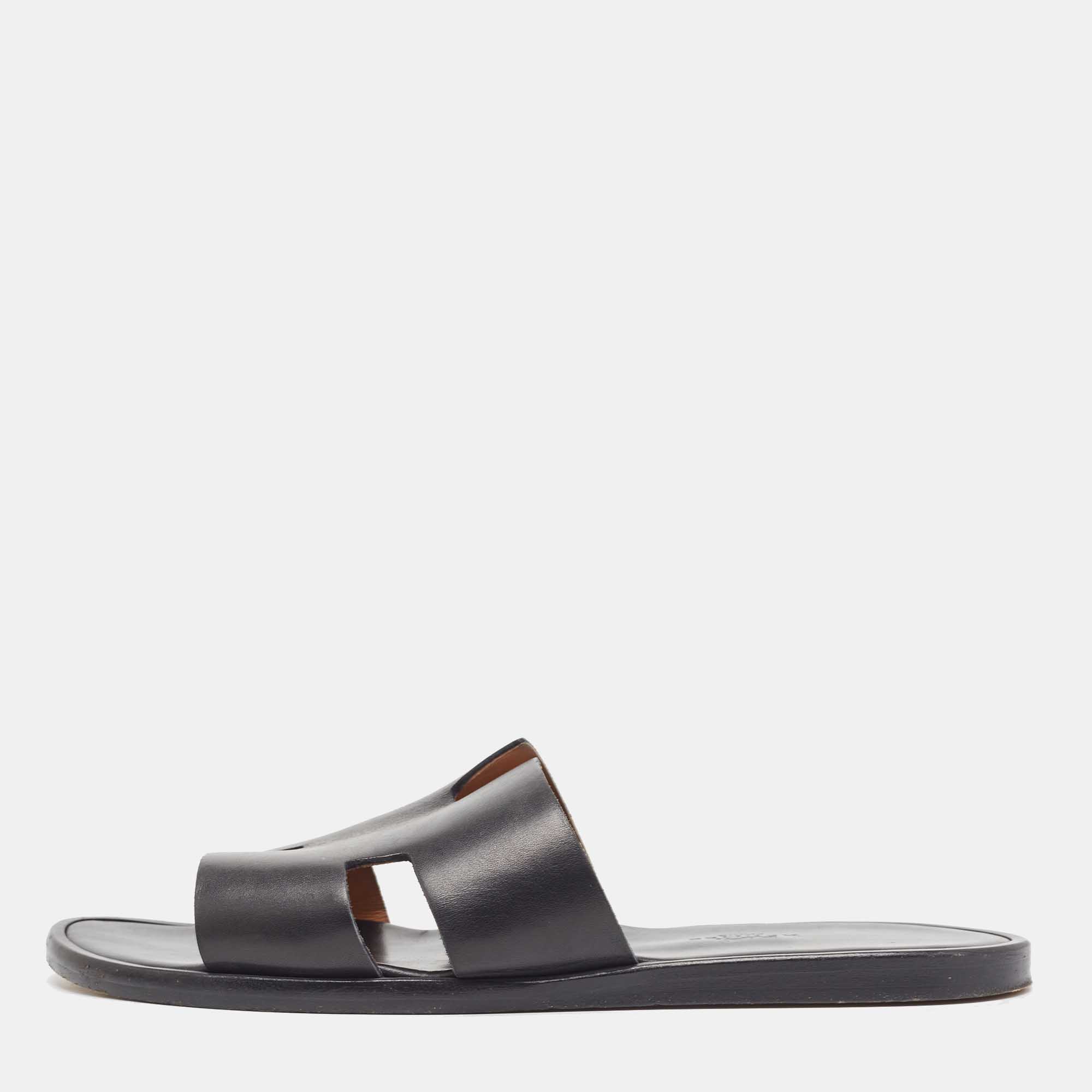 Hermes Black Leather Izmir Sandals Size 41 Hermes | The Luxury Closet