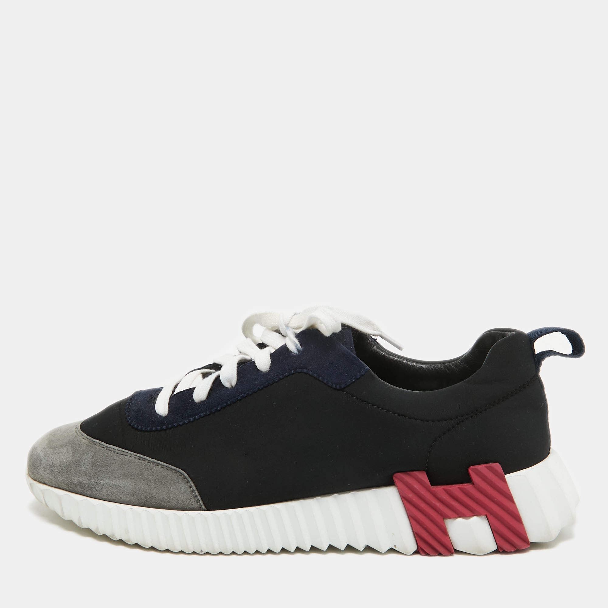 Hermes Multicolor Neoprene and Suede Bouncing Sneakers Size 41