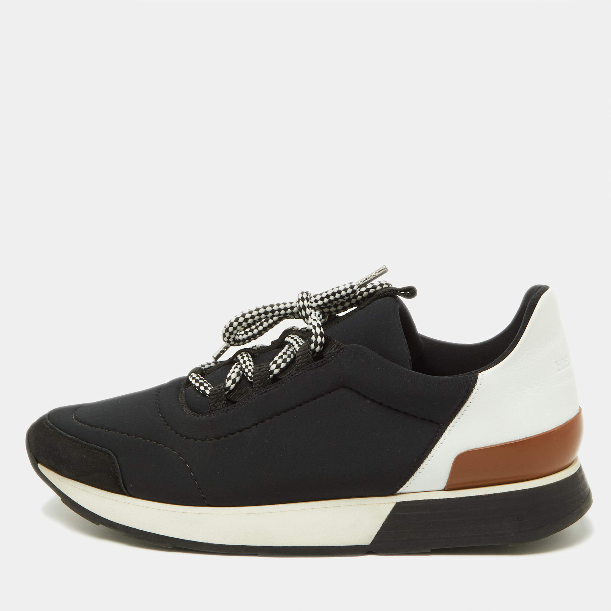 Hermes Tri Color Leather and Neoprene Quicker Lace Up Sneakers Size 40