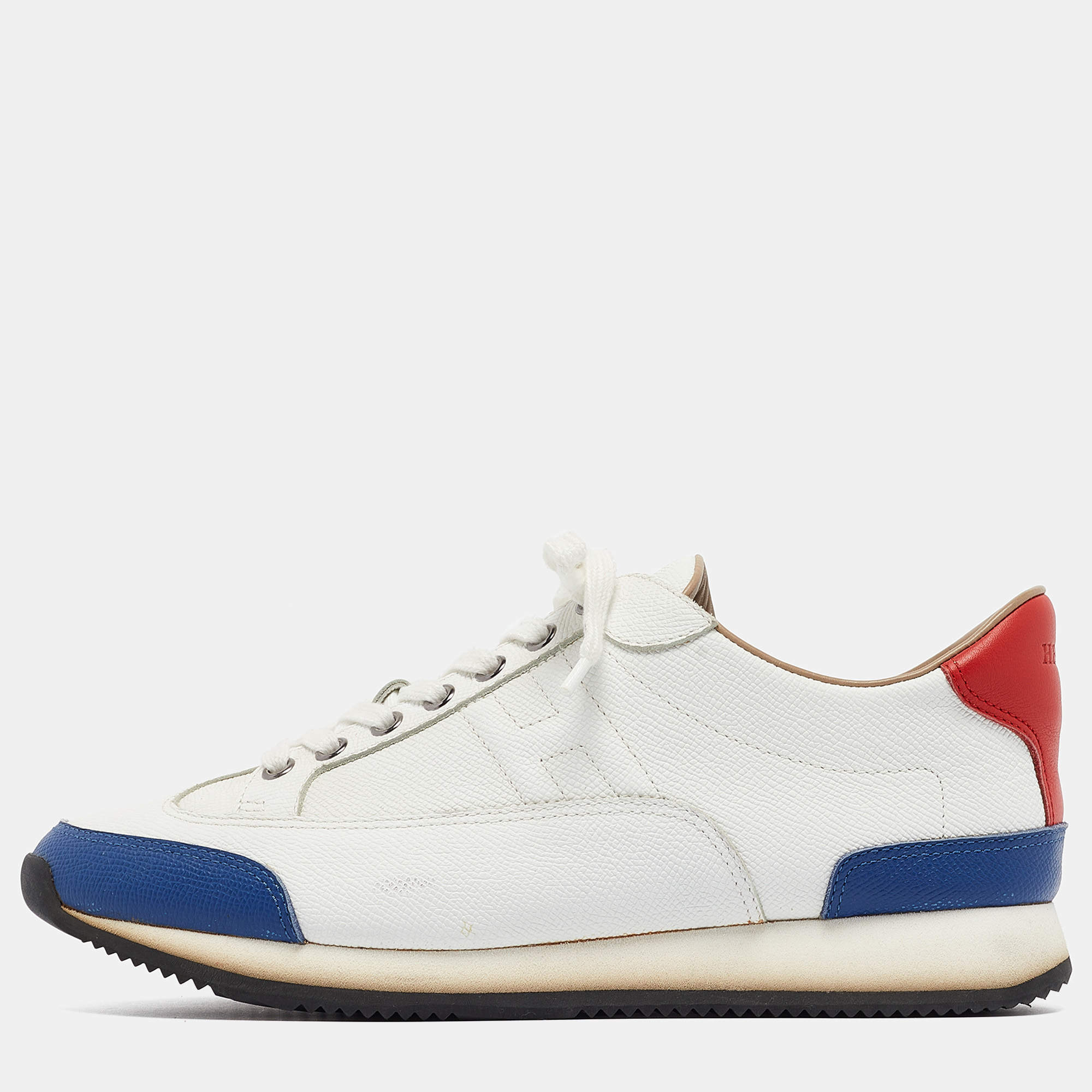 Pre Owned Hermes Tricolor Leather Quicker Sneakers Size 41