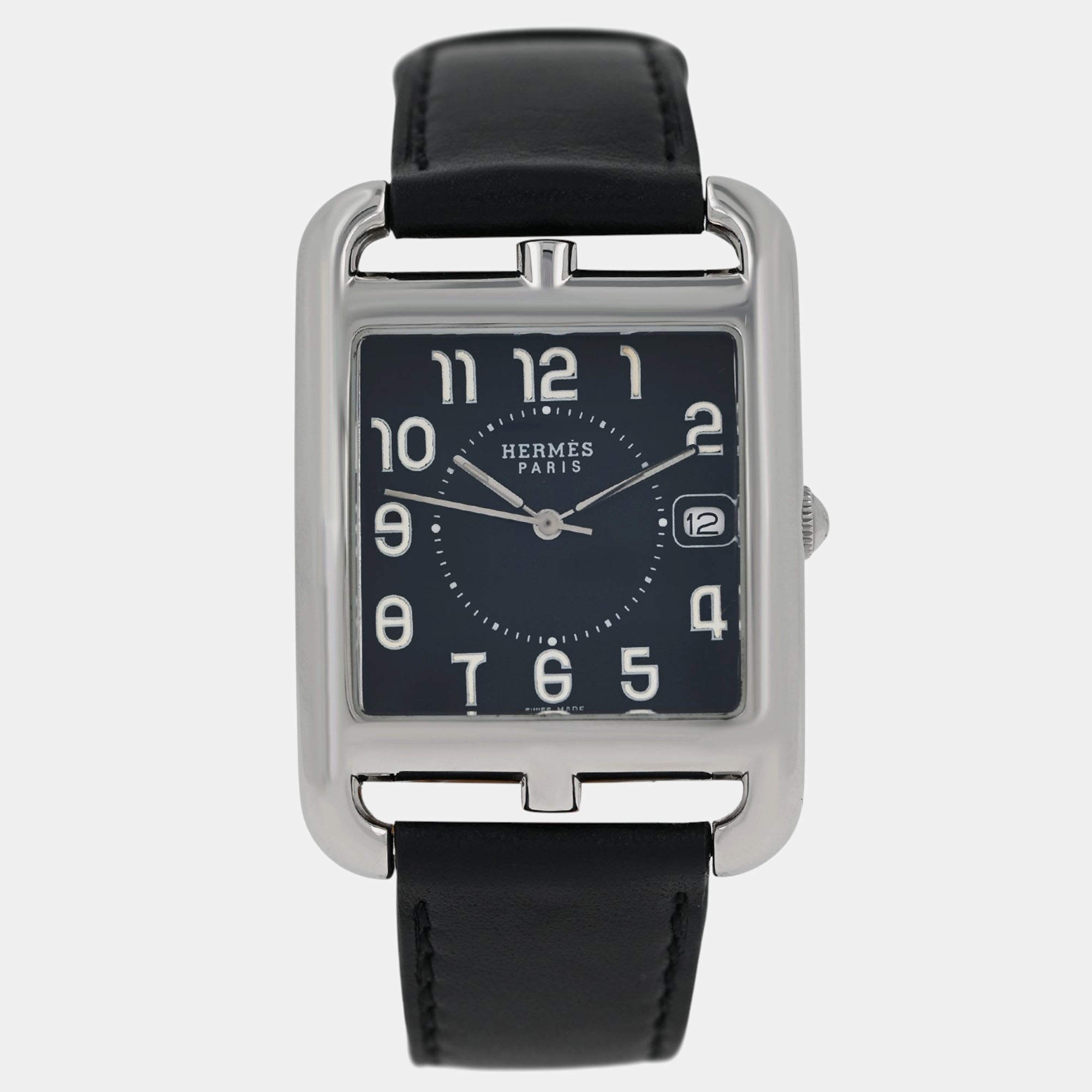 Pre Owned Hermes Cape Cod CC1.810 Quartz Black  Stainless Steel Men's Wristwatch 34 mm