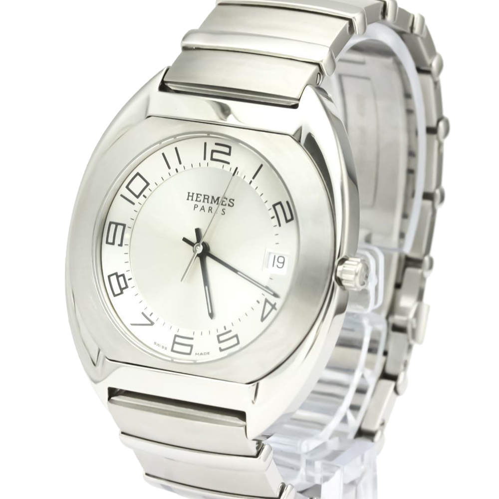 Hermes Silver Stainless Steel Espace ES2.710 Quartz Men's Wristwatch 38 MM 