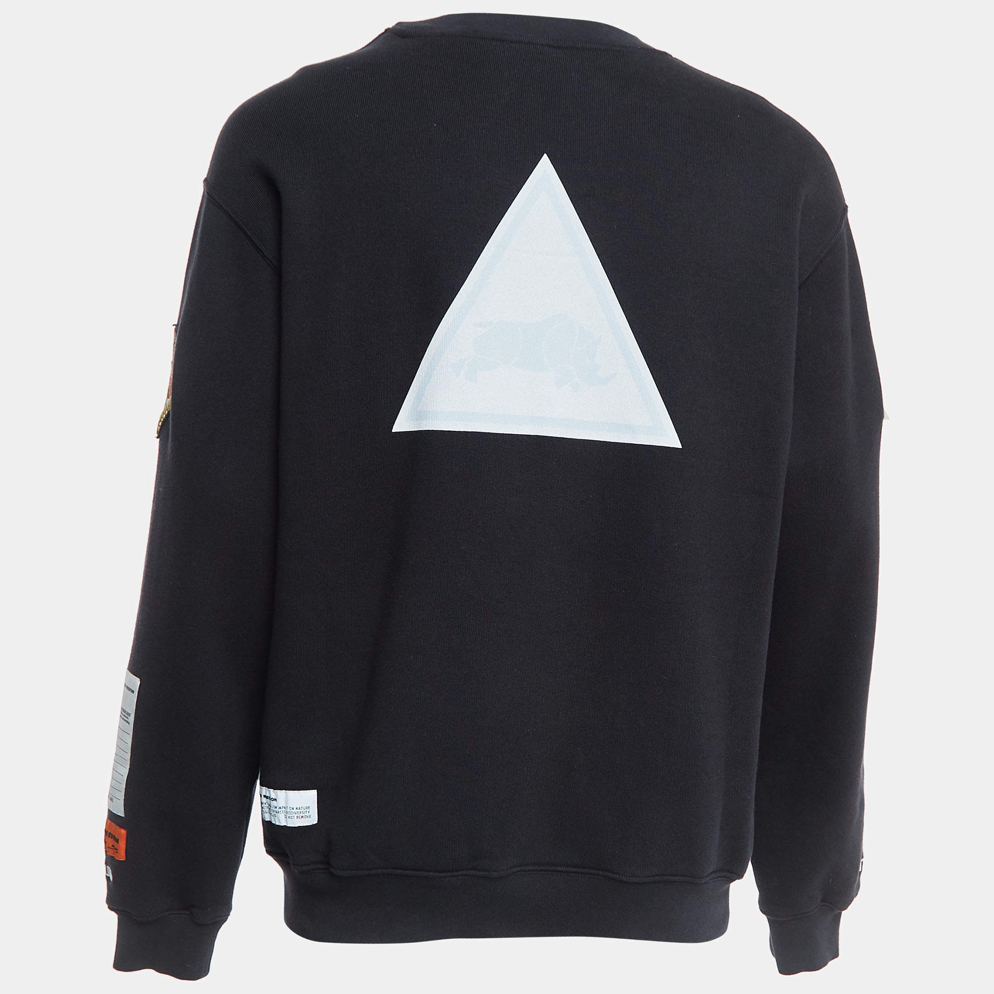 【HERON PRESTON】print sweatshirt/追跡可能/全国送料無料 Heron Preston Black Graphic Print Cotton Sweatshirt S Heron