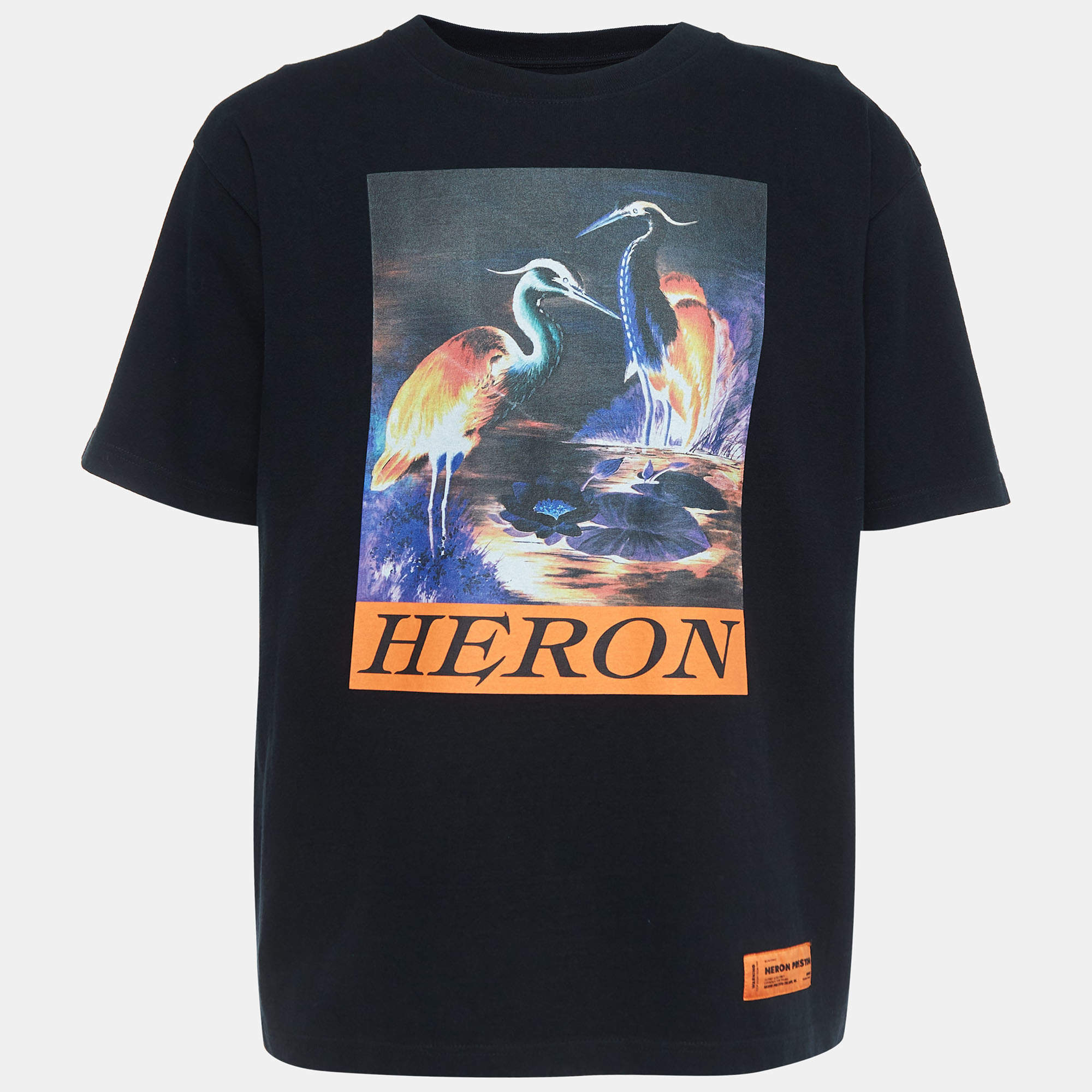 Heron Preston Black Graphic Print Cotton T-Shirt M