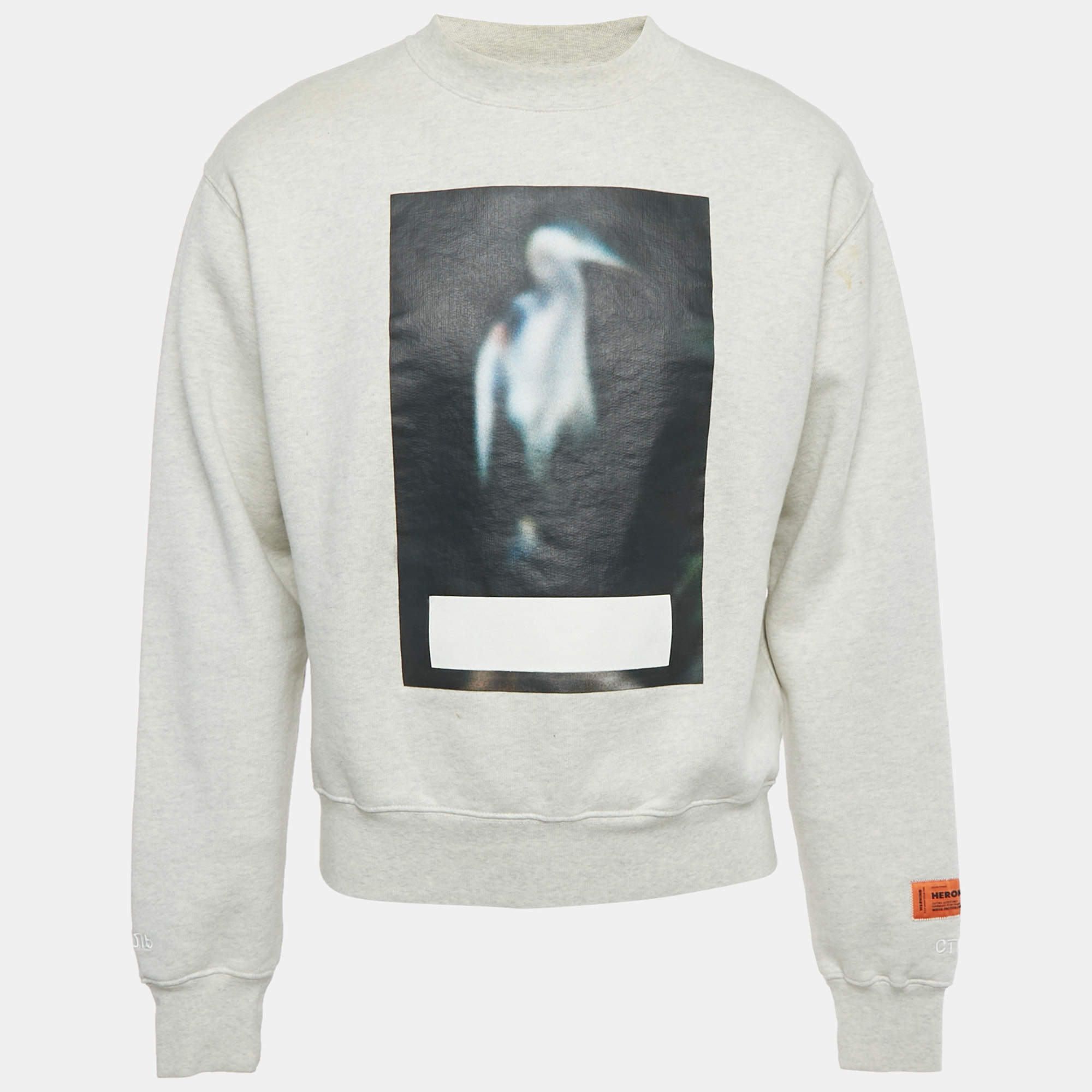 Pre Owned Heron Preston Grey Printed Cotton Sweatshirt S