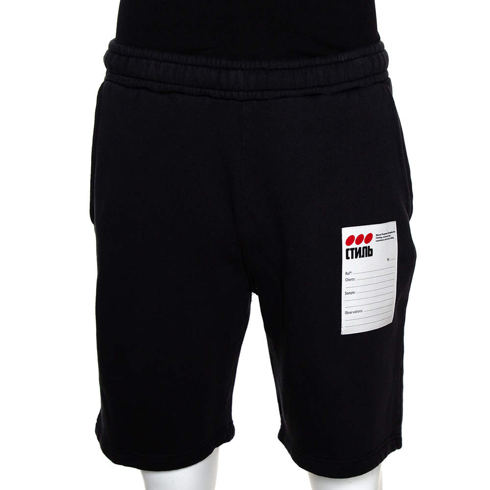 Heron Preston  Black Cotton Knit Elasticized Waist Shorts M