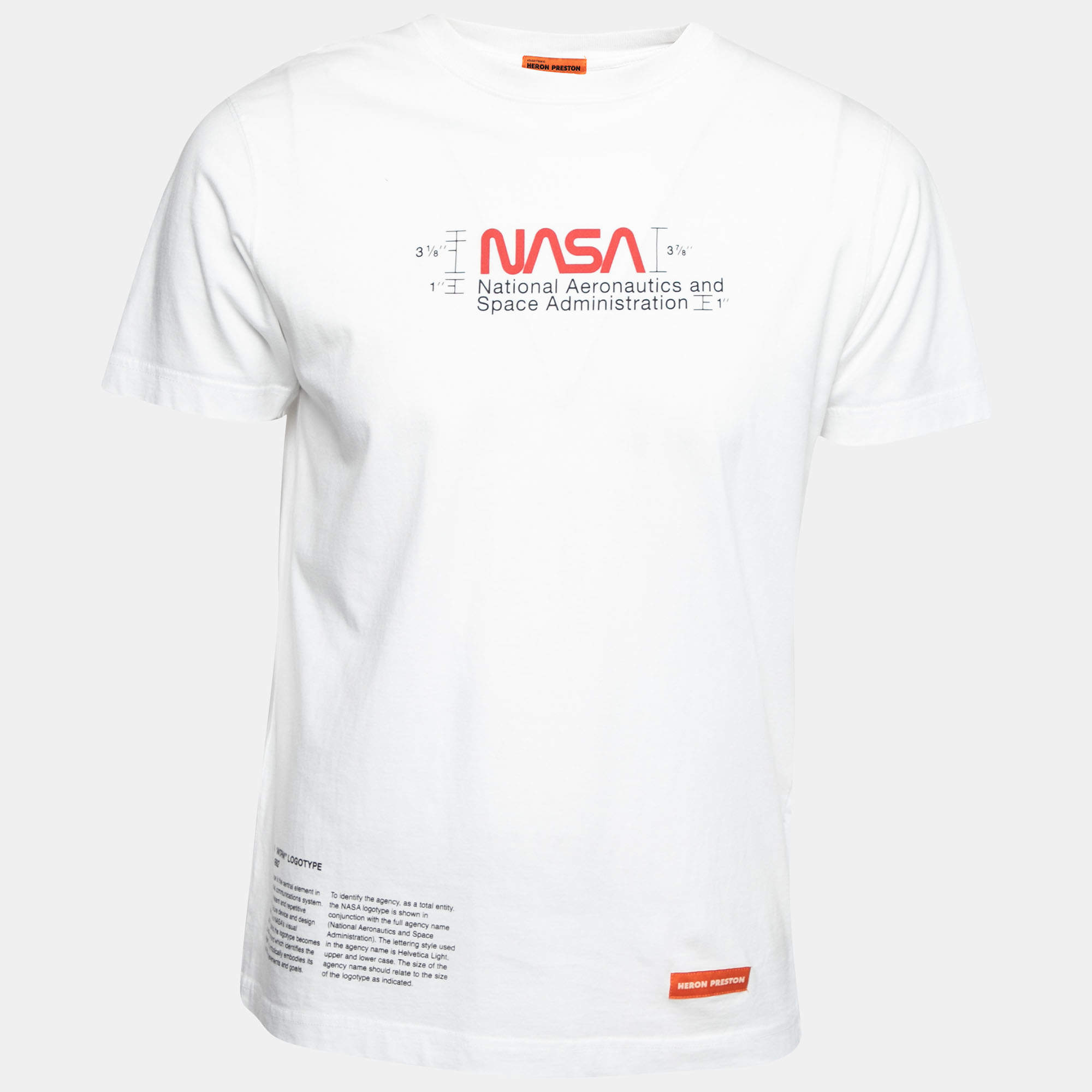 Heron Preston White NASA Print Cotton Short Sleeve T-Shirt S