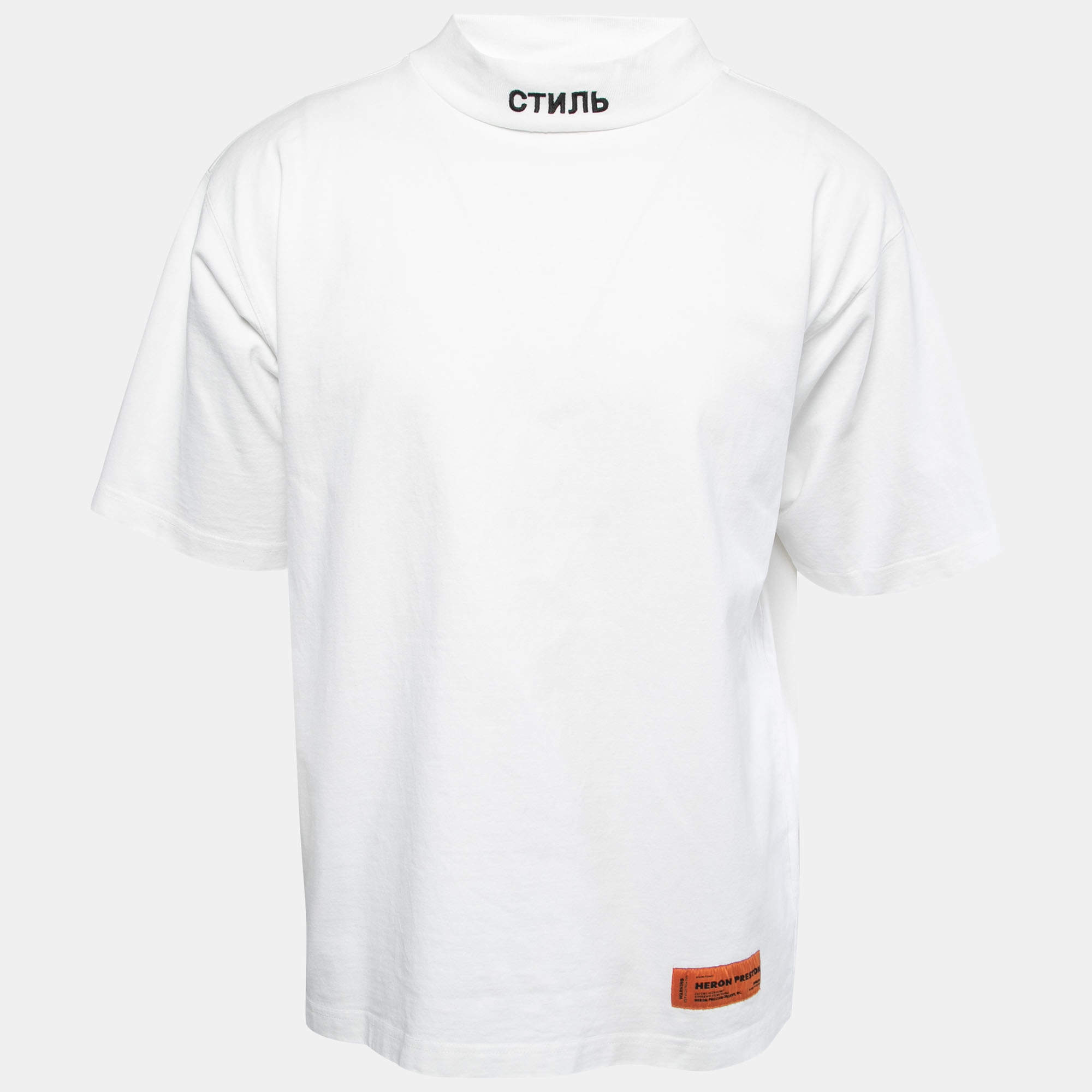 Heron Preston White Cotton Logo T-Shirt M