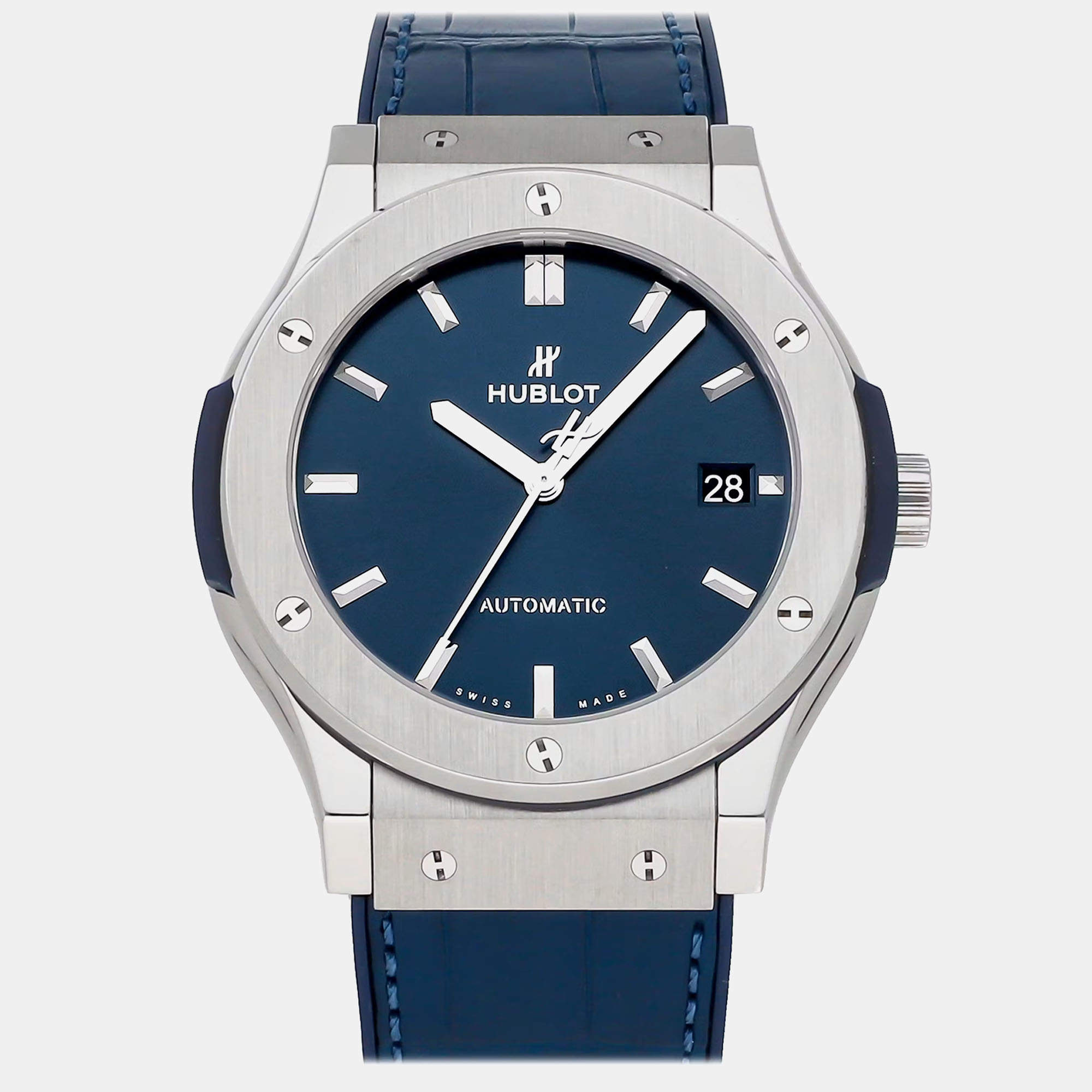 Hublot Blue Stainless Steel Classic Fusion 511.NX.7170.LR Automatic Men's Wristwatch 42 mm