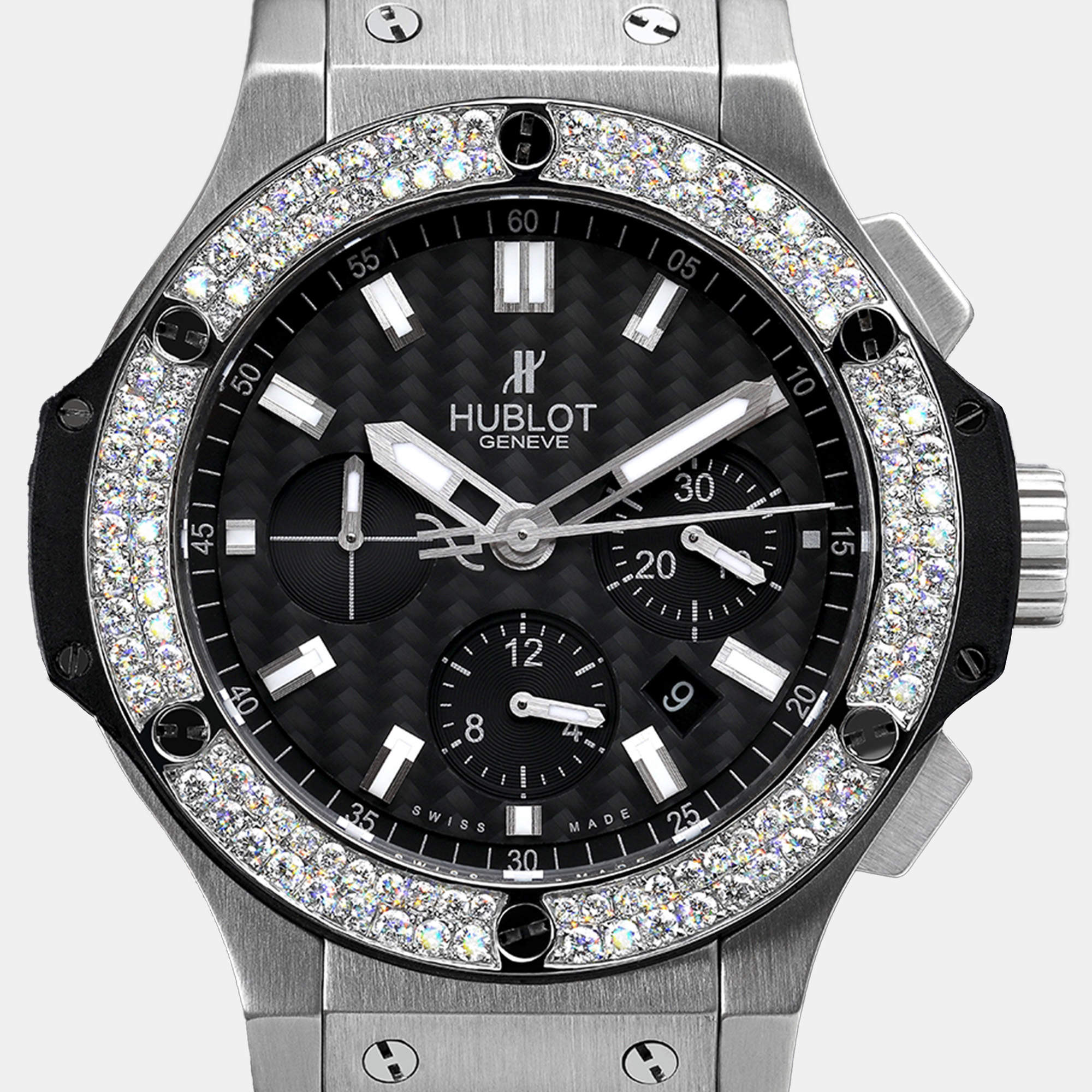 Hublot Customised Black Diamond Big Bang 301.SM.1770.GR Automatic Men's Wristwatch 44 mm