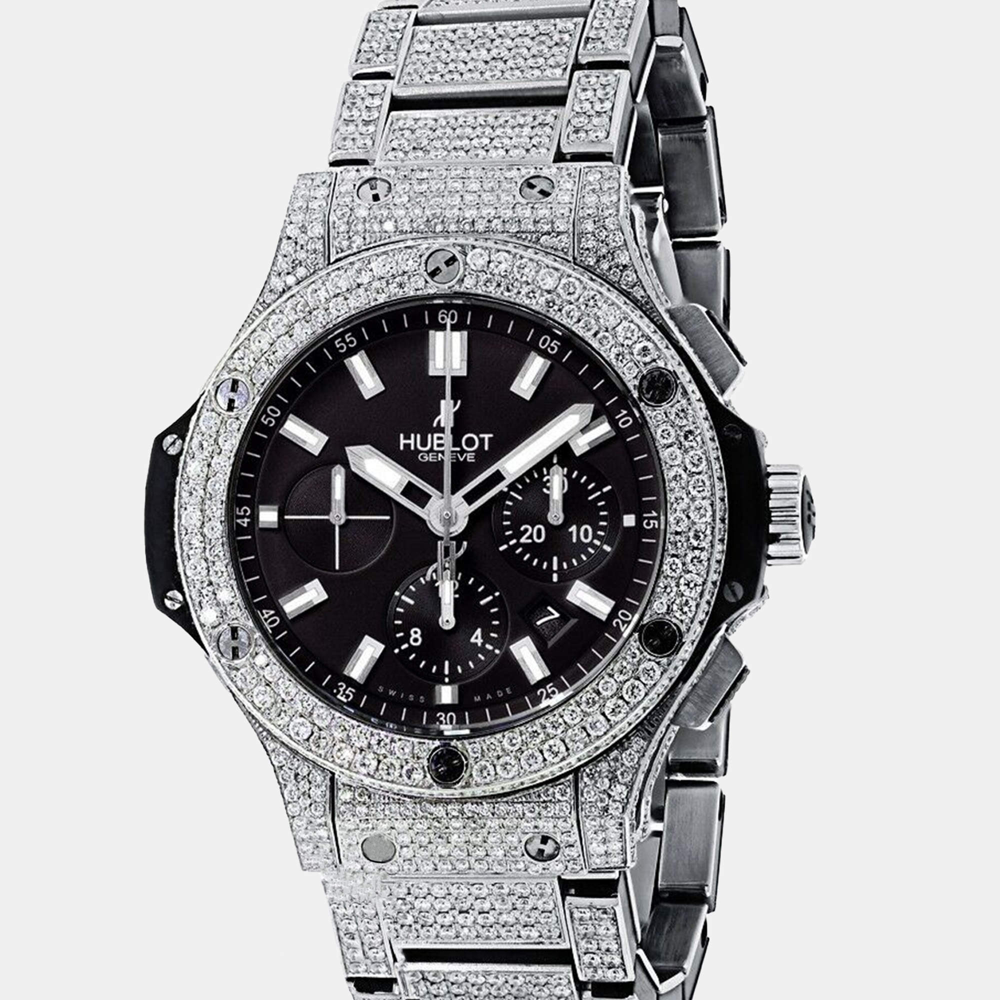 Hublot Customised Black Diamond Big Bang 301.SX.1170.RX Automatic Men's Wristwatch 44 mm
