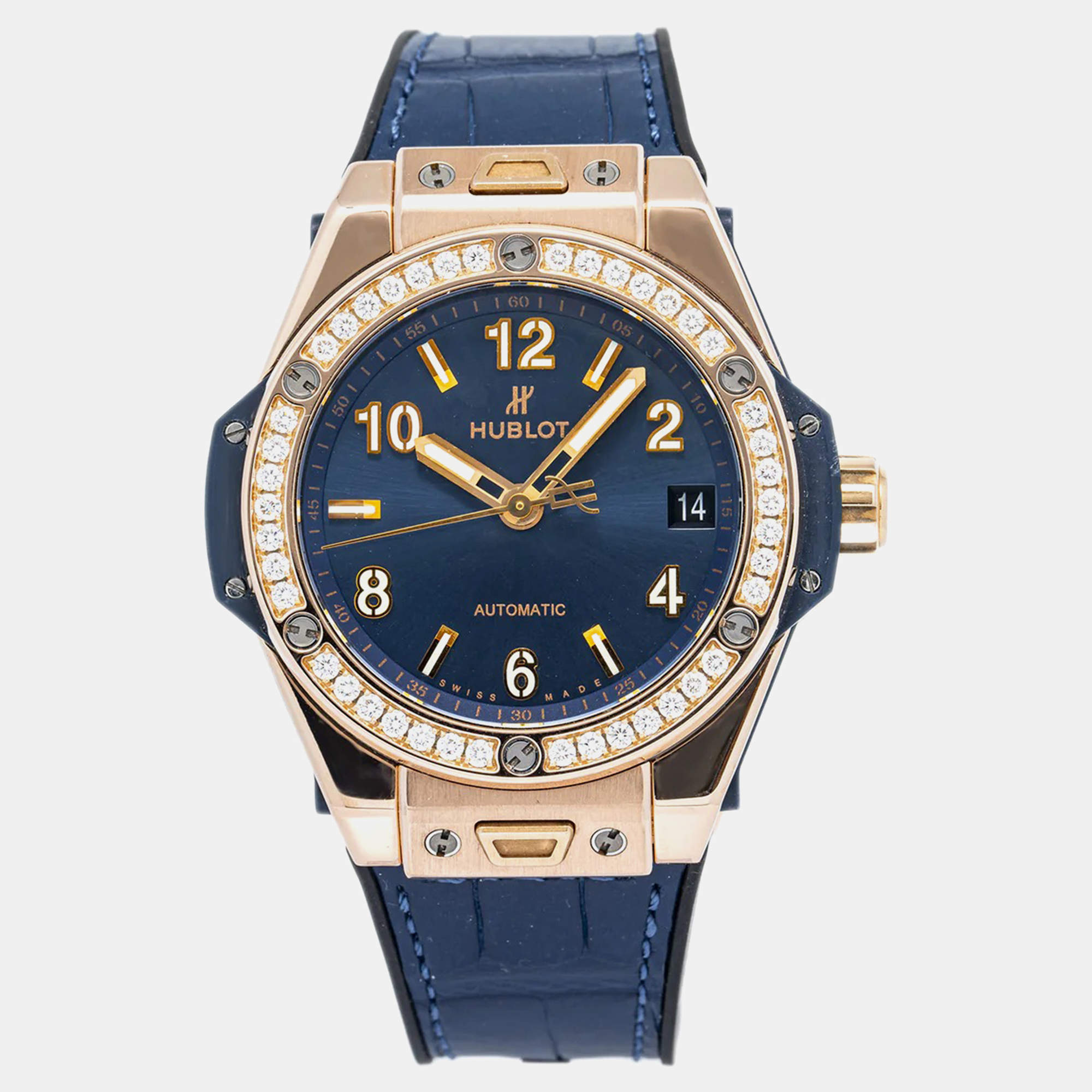 Hublot Big Bang OneClick 465.OX.7180.LR.1204 Automatic Blue 18k Rose Gold Men's Wristwatch 39mm