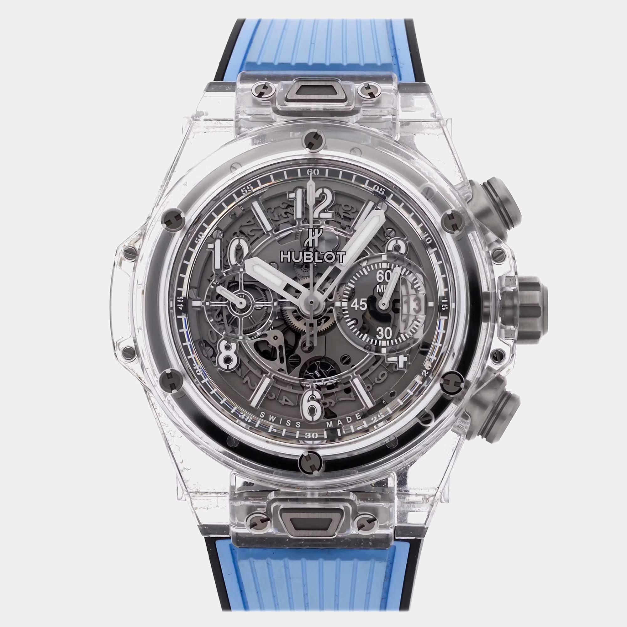 Pre Owned ساعة يد رجالية هوبلو بيج بانغ يونيكو إصدار محدود 411.JX.4802.RT مستخدمة