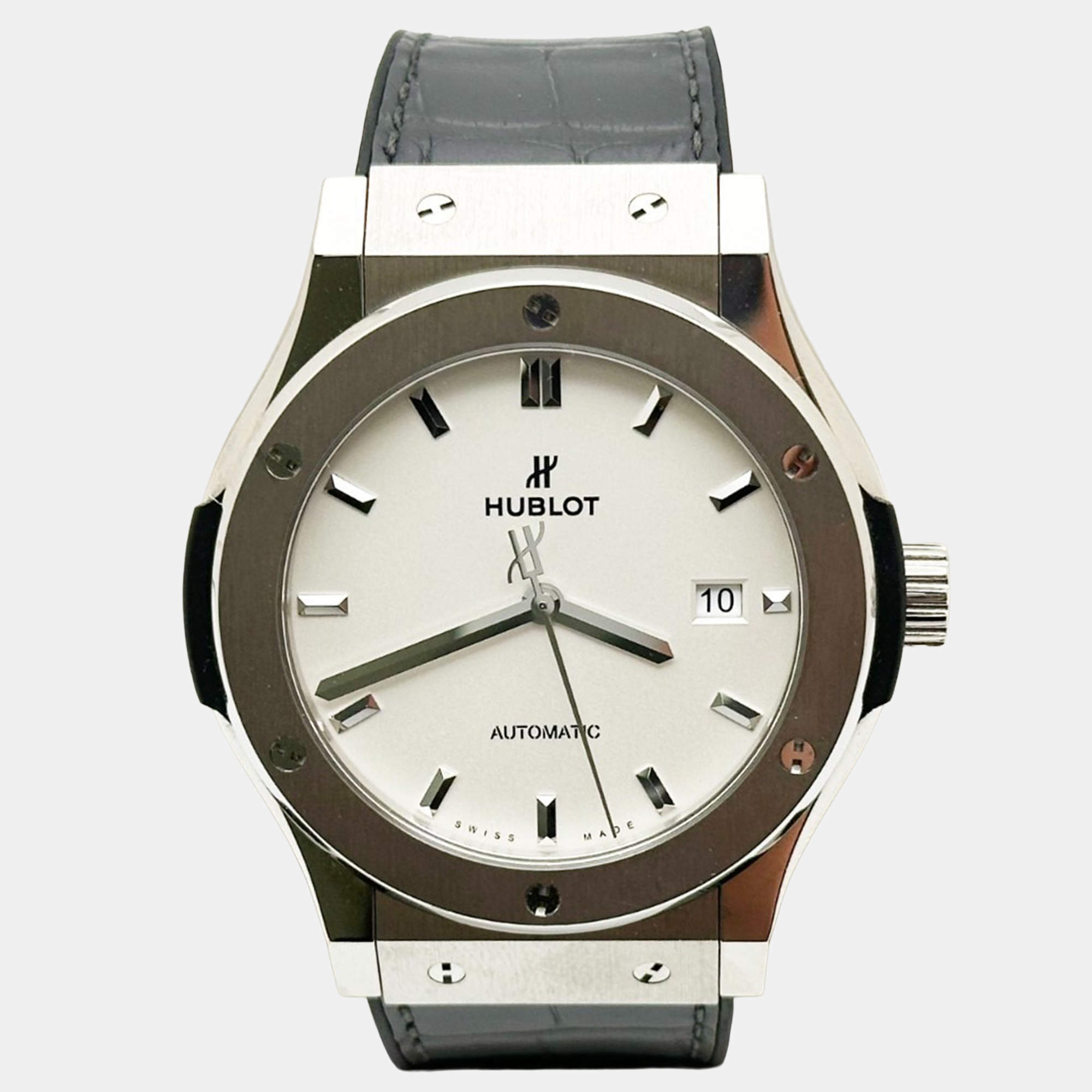 Pre Owned Hublot Classic Fusion 542.NX.2611.LR Automatic Opaline Titanium Men's Wristwatch 42 mm