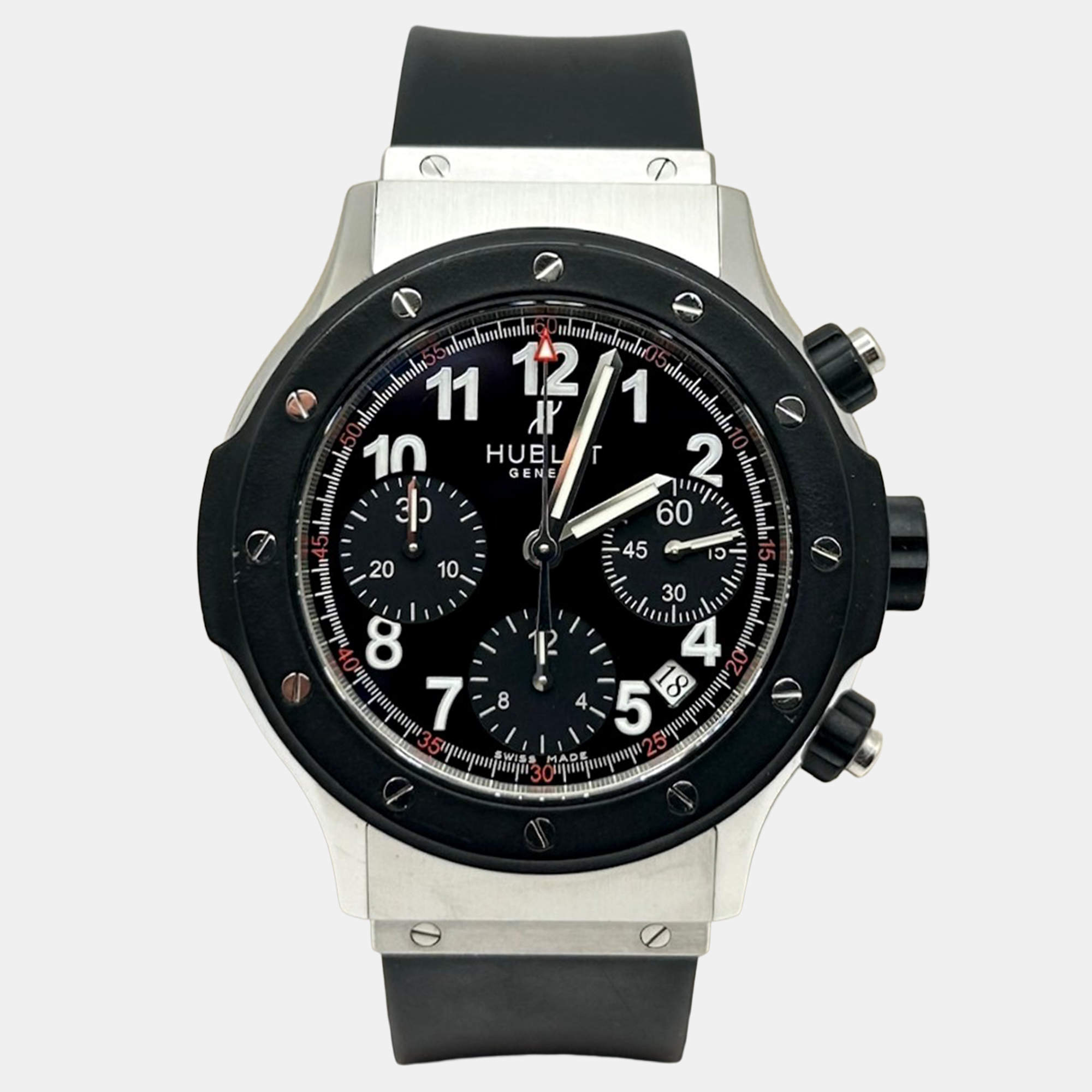 Pre Owned Hublot Super B Black Magic 1926.10 Automatic Black Dial Stainless Steel Men's Wristwatch 42 mm