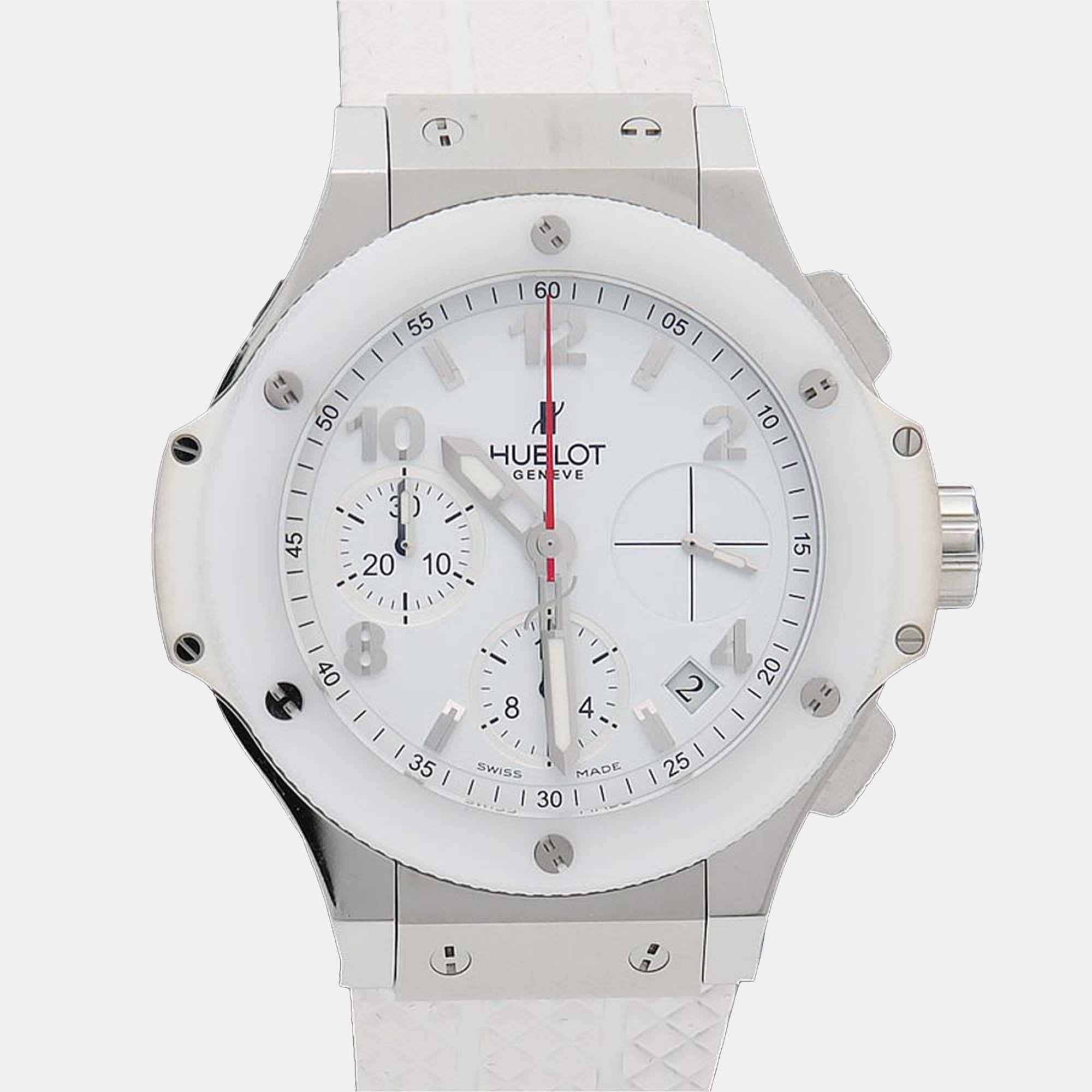 Pre Owned Hublot Big Bang 342.SE.230.RW Automatic White Stainless Steel Men's Wristwatch 41mm