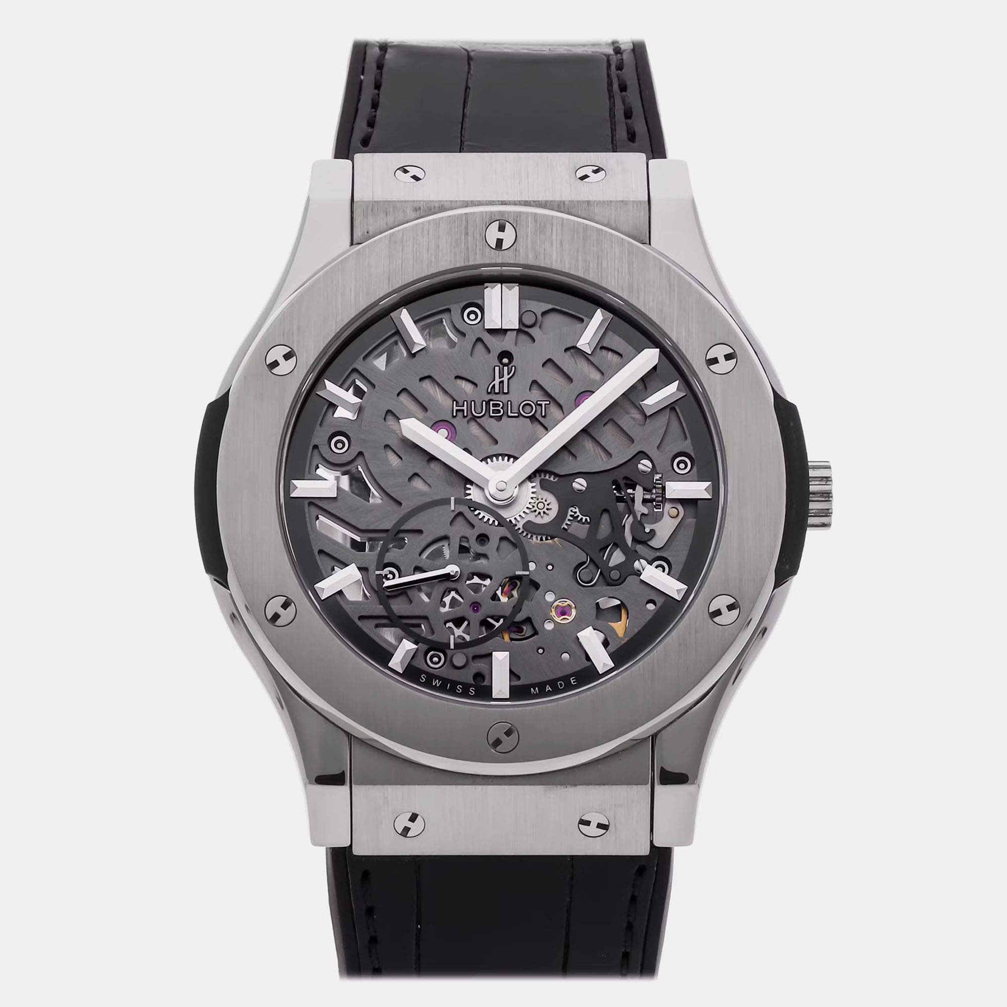 Pre Owned Pre-Owned Hublot Classic Fusion Classico Ultra Thin 515.NX.0170.LR Blue Automatic Titanium Men's Wristwatch 45 MM