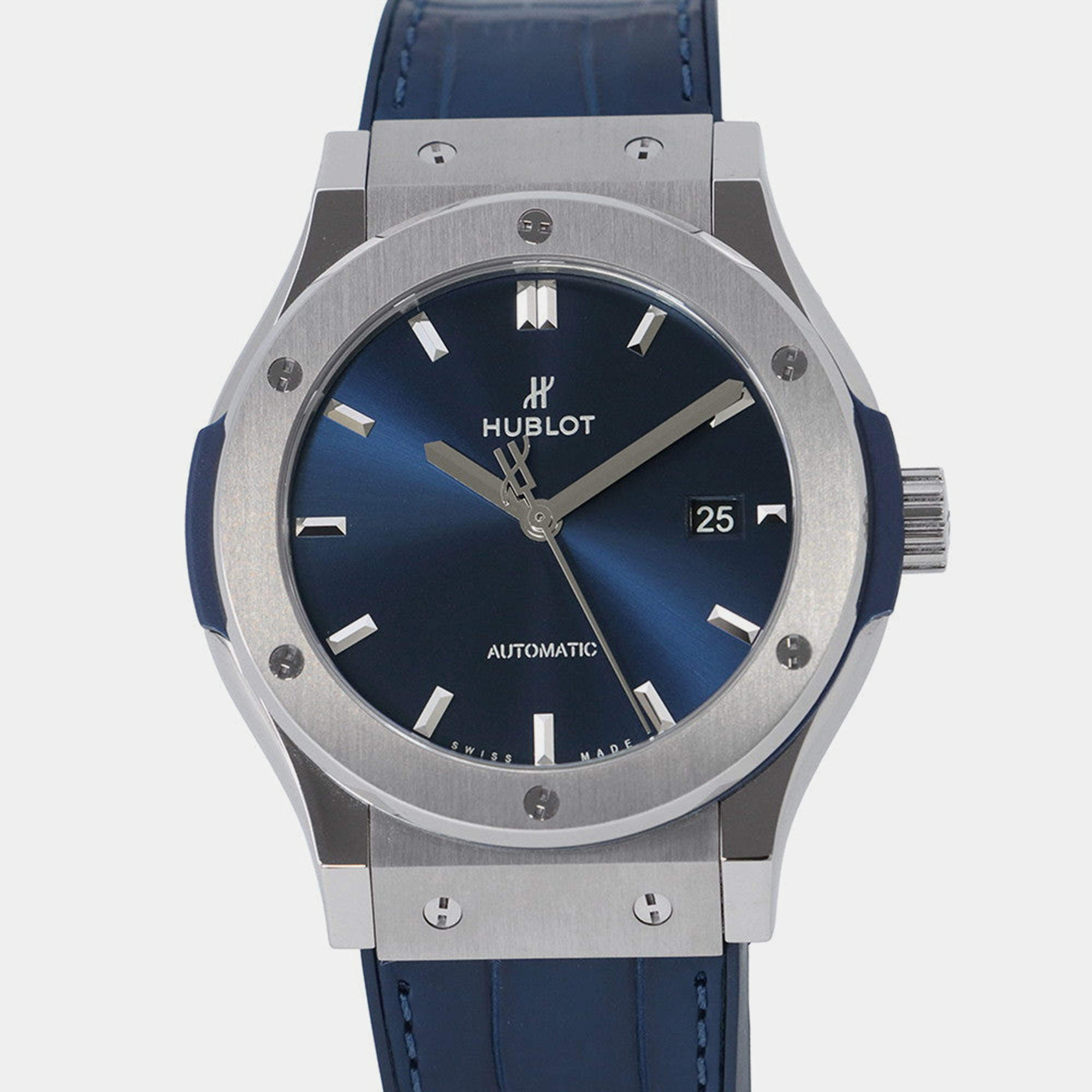 مملوكة مسبقًا Hublot Classic Fusion 542.NX.7170.LR Automatic Blue Titanium Men's Wristwatch 42 mm