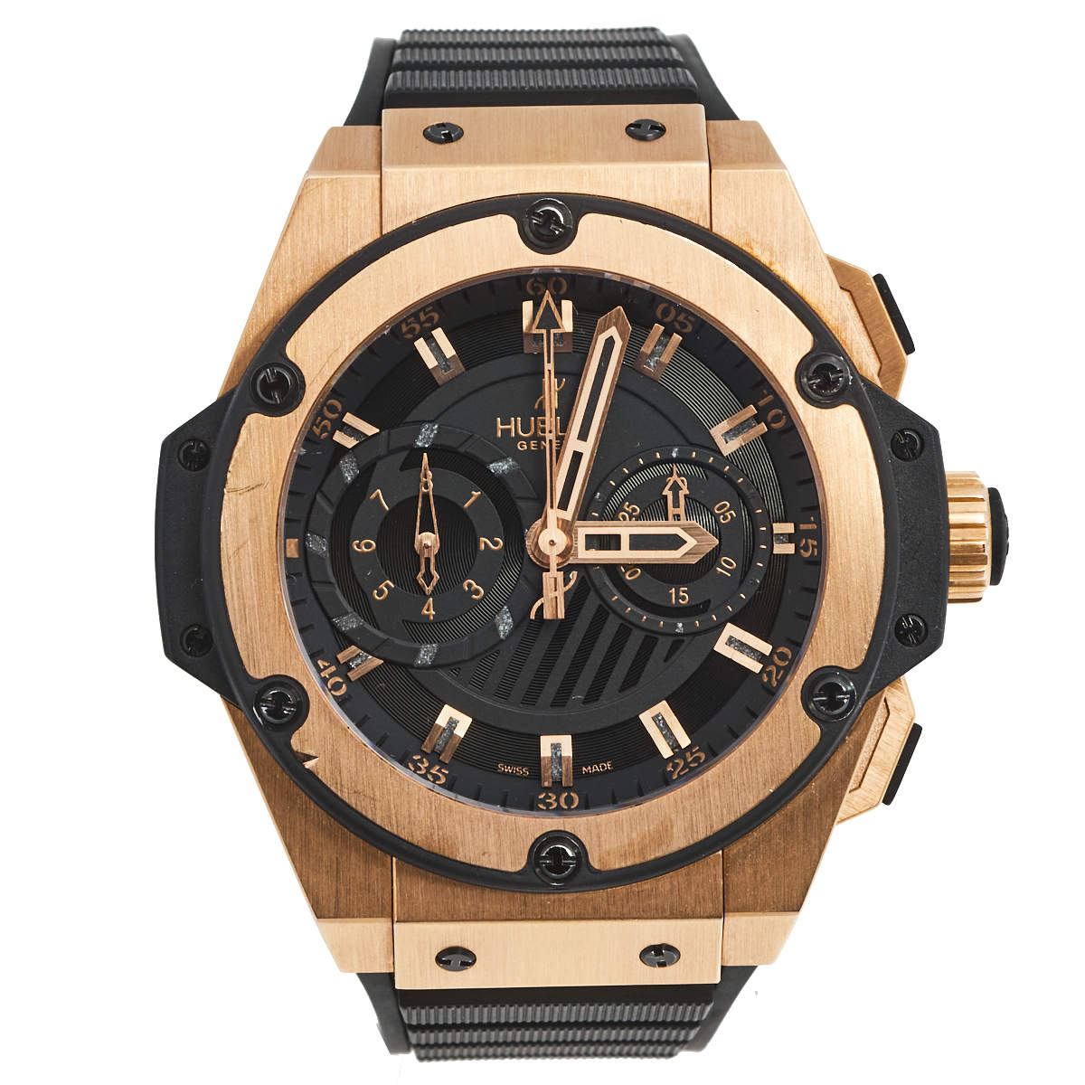  Hublot Black 18k Rose Gold Rubber King Power Limited Edition 715.PX.1128.RX Men's Wristwatch 48 mm