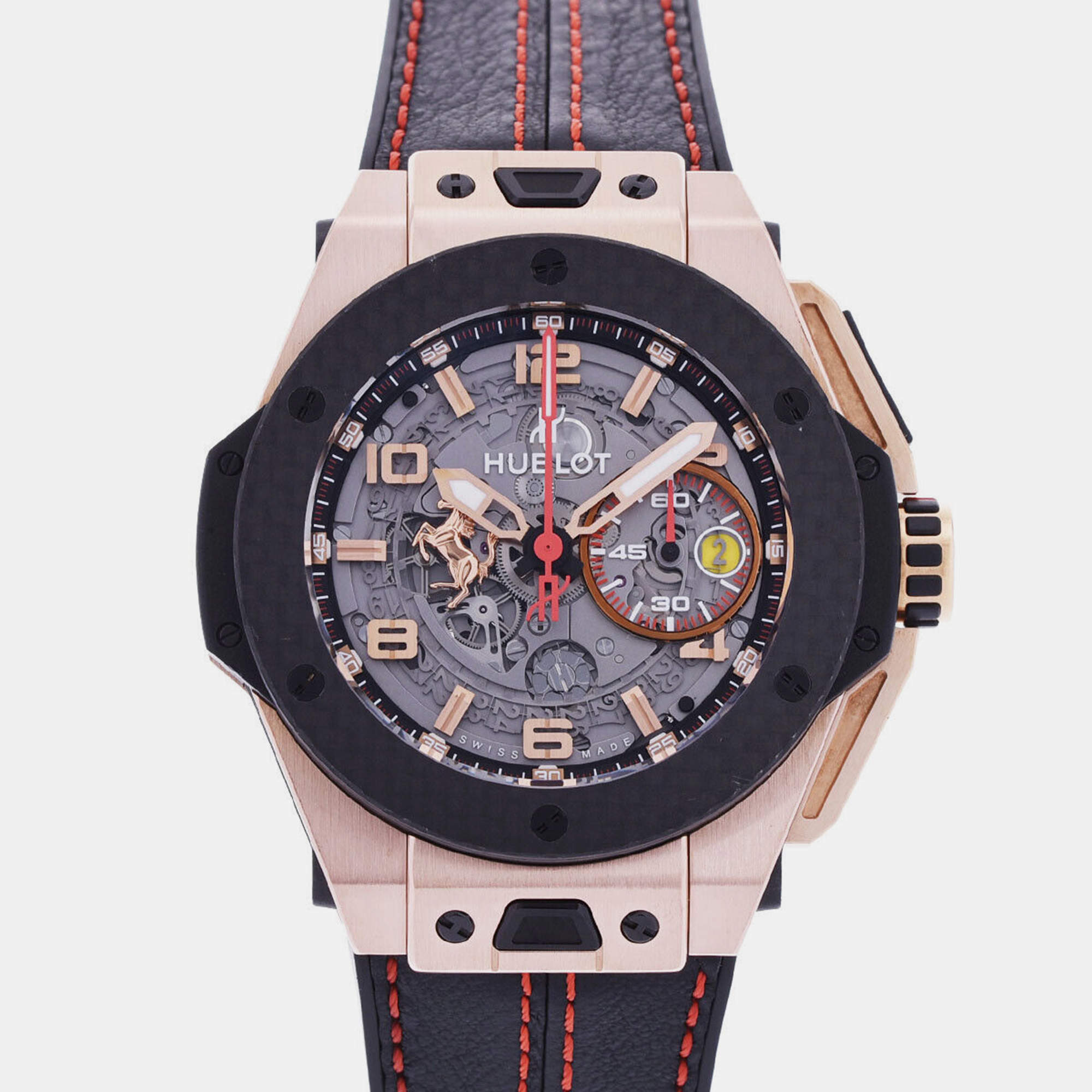 Hublot Transparent  18k Rose Gold Big Bang Ferrari 401.OQ.0123.VR Automatic Men's Wristwatch 45 mm