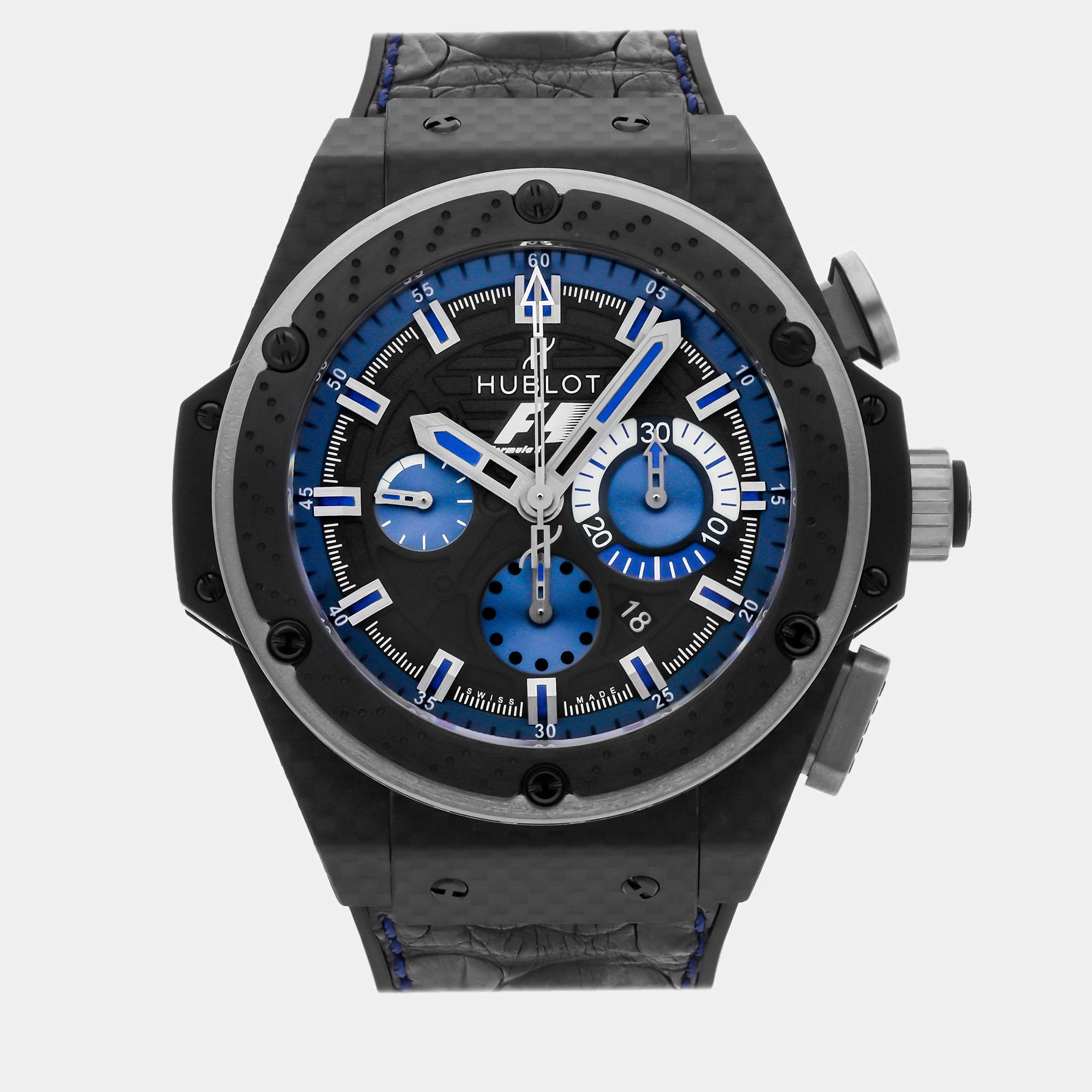 Hublot Black Carbon Fiber King Power 703.QM.1129.HR.FIL11 Automatic Men's Wristwatch 48 mm