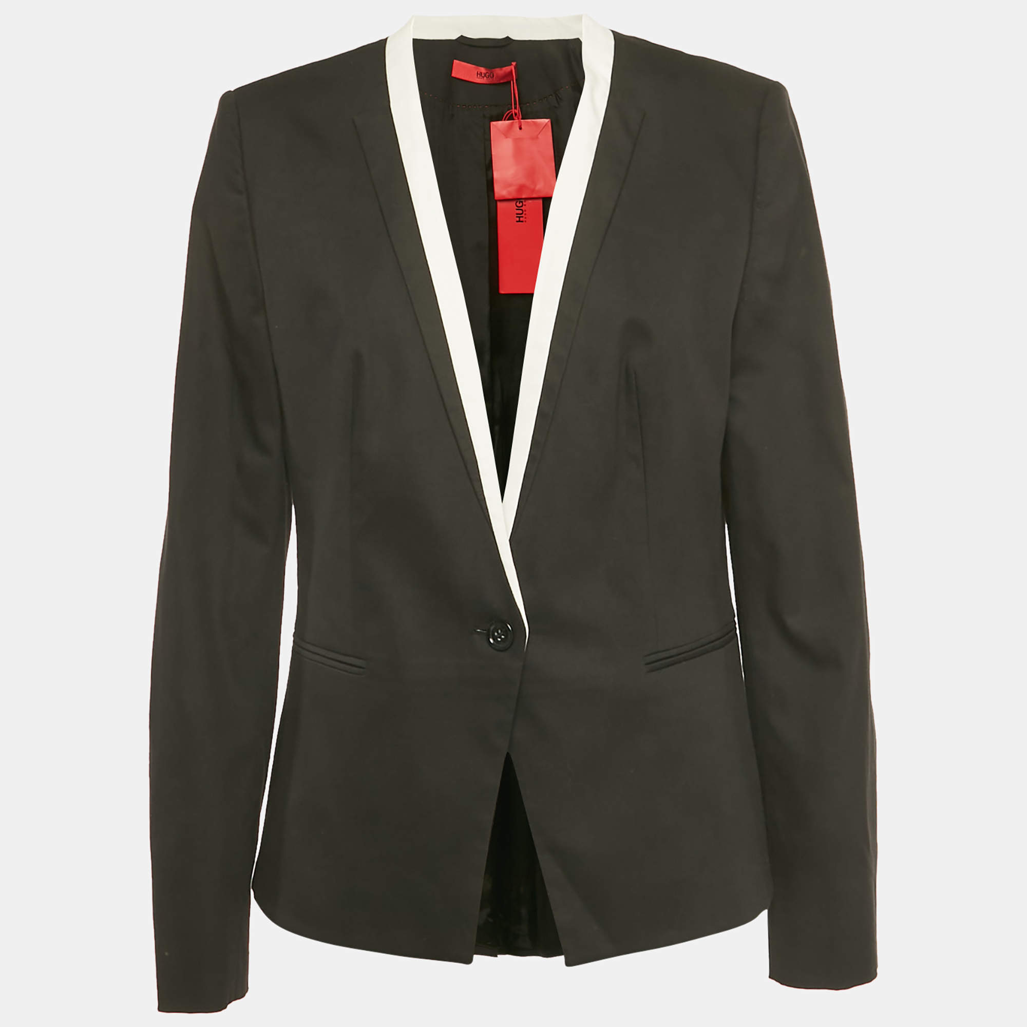 Pre Owned Hugo Boss Black Gabardine Single Breasted Blazer S