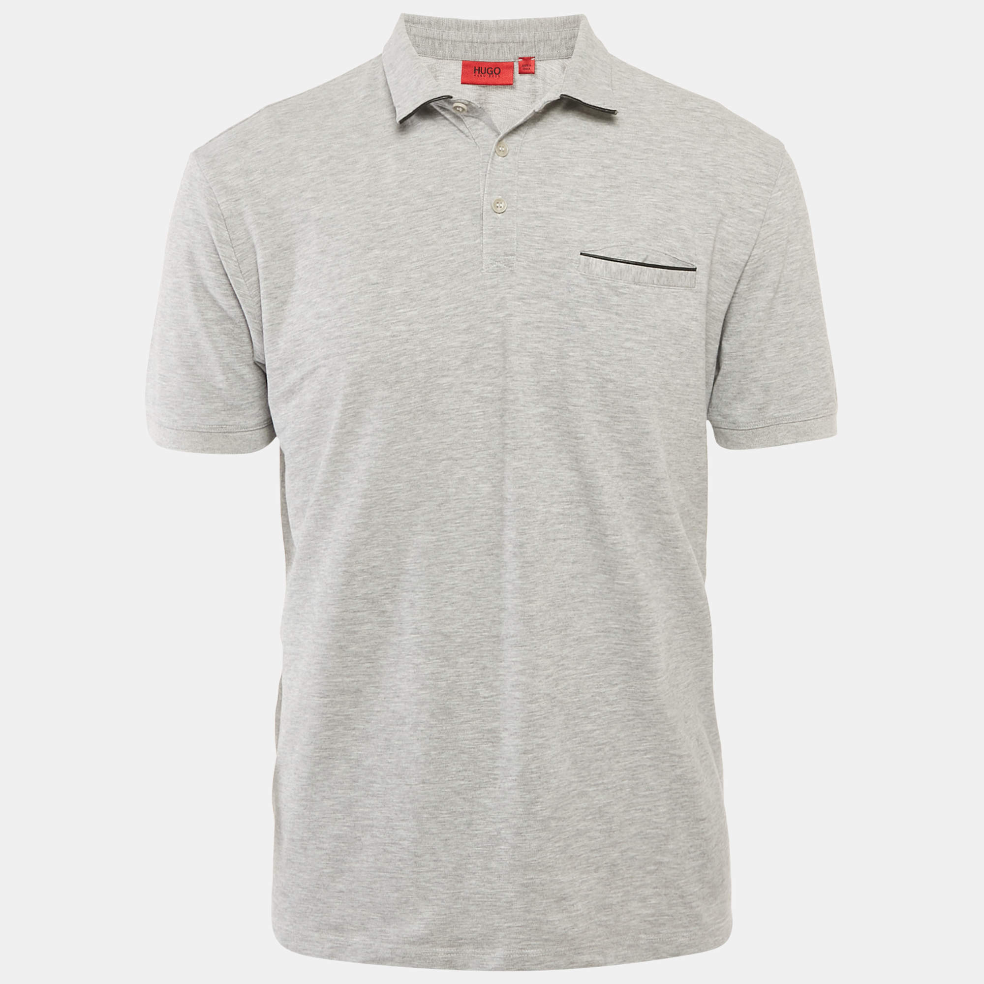 Pre Owned Hugo Boss Grey Jersey Polo T-Shirt L