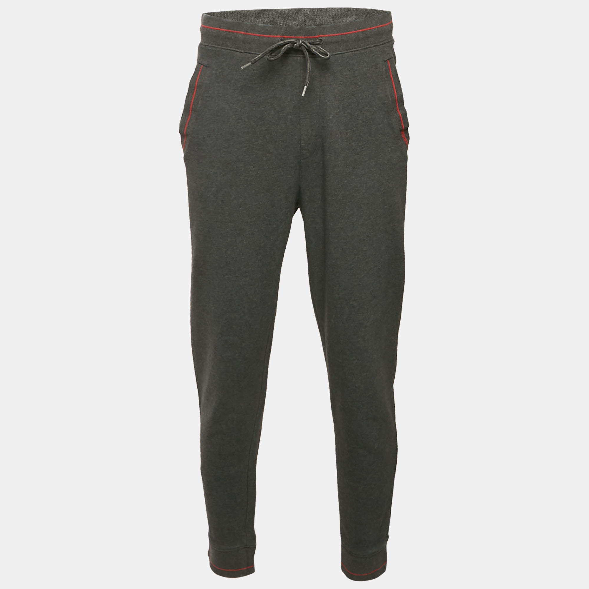 Pre Owned Hugo Boss Grey Cotton Knit Doak Trackpants XL