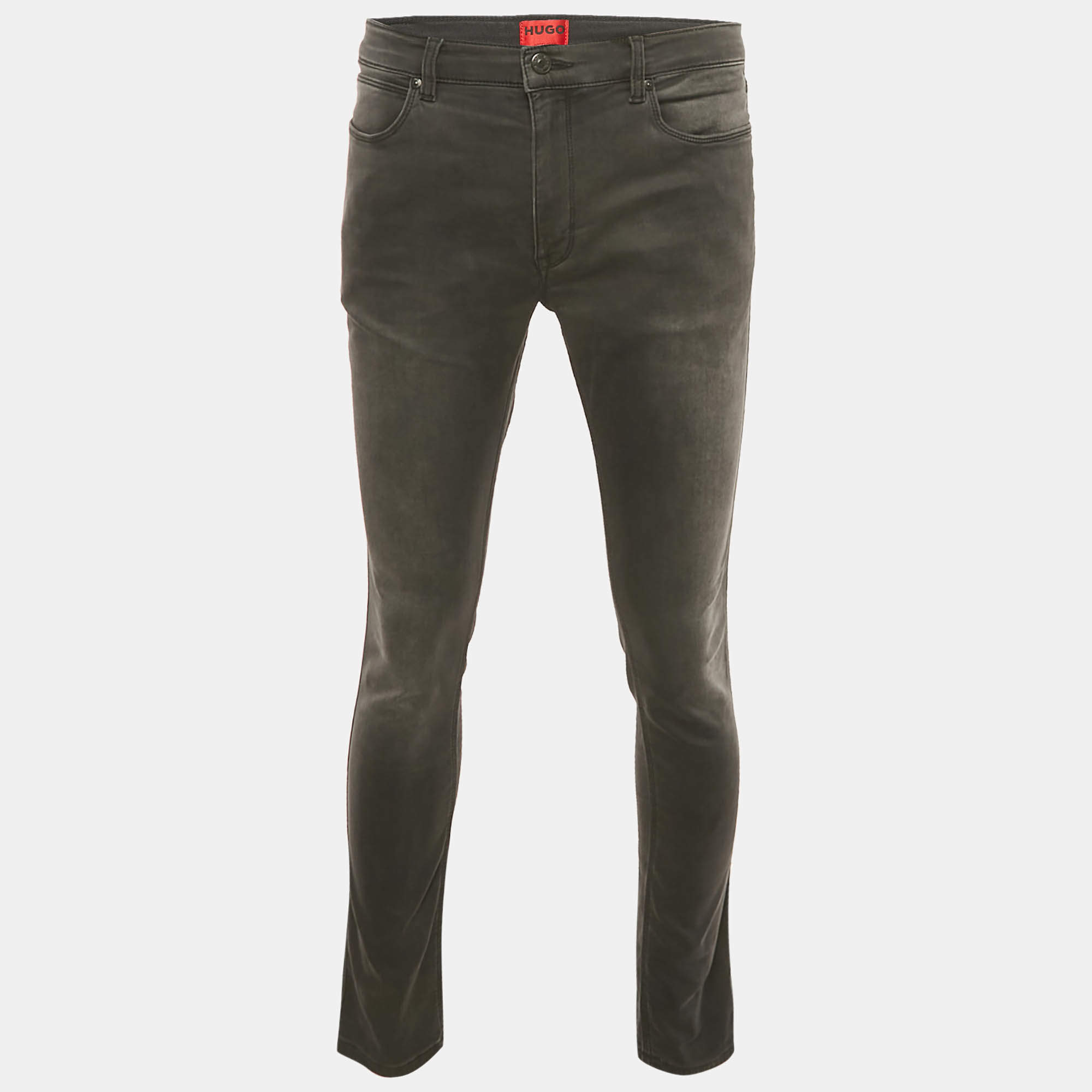 Pre Owned Hugo Boss Black Washed Stretch Denim Jeans L Waist 36"