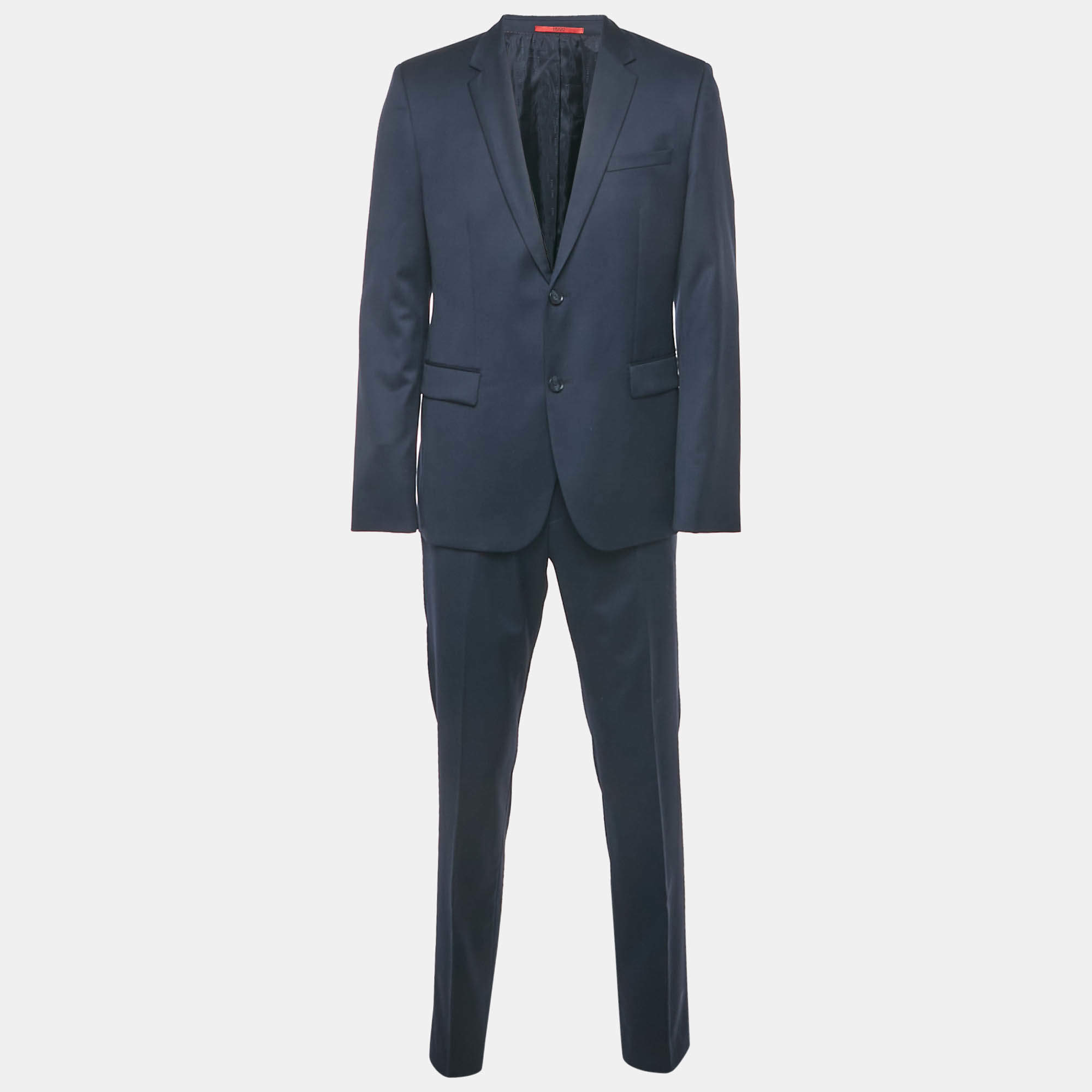 Pre Owned Hugo Boss Navy Blue Wool Single Breasted Aeron 1/ Hamen1 Suit XL