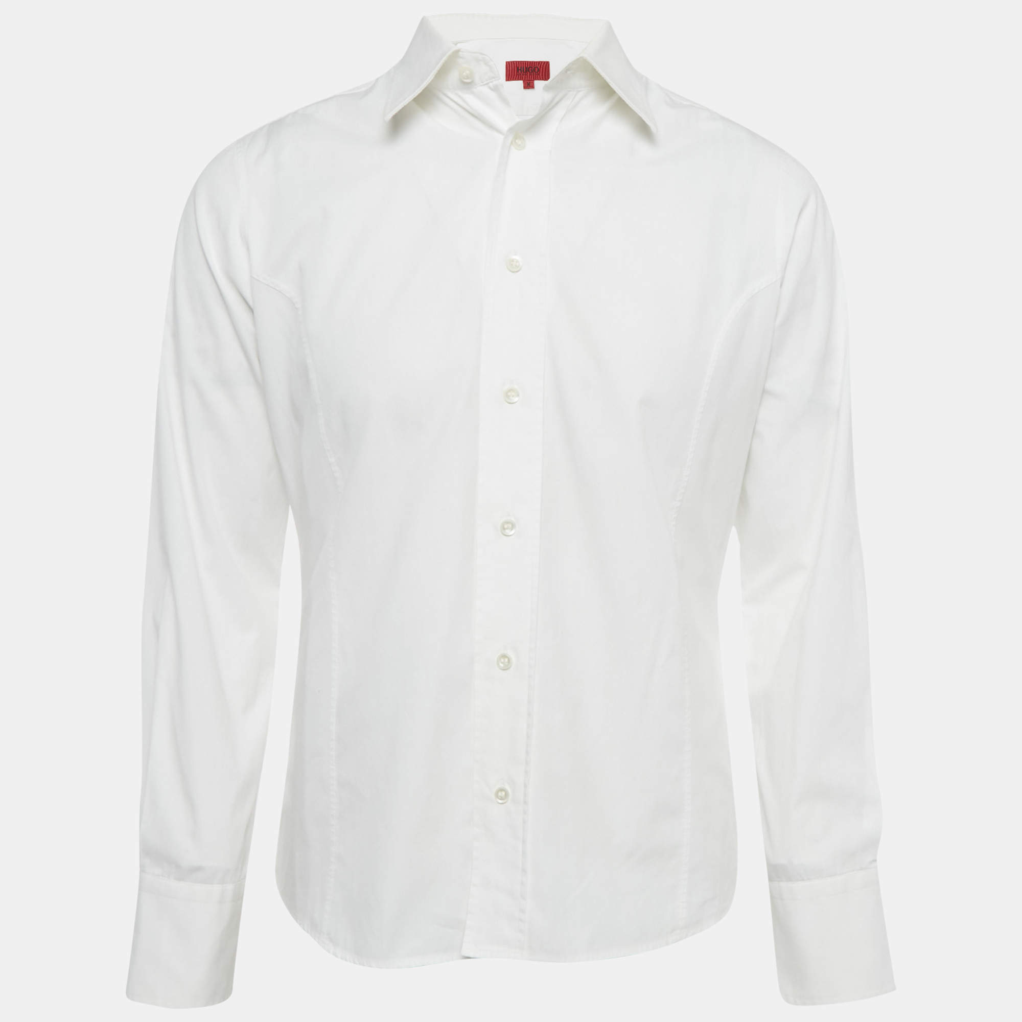 Pre Owned Hugo Boss White Cotton Long Sleeve Shirt M