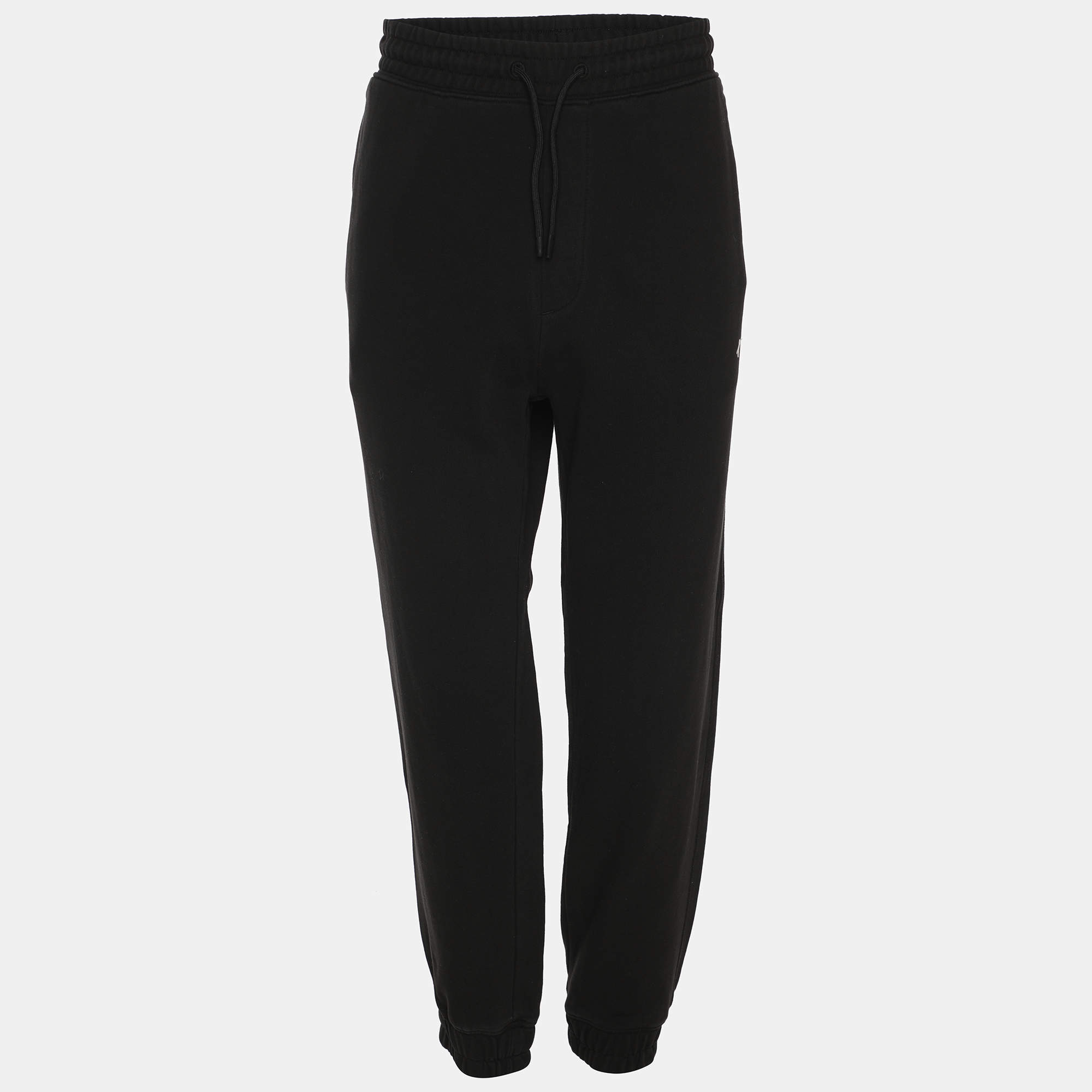 Pre Owned Hugo Boss Black Jersey Logo Embroidered Jogger Pants XL