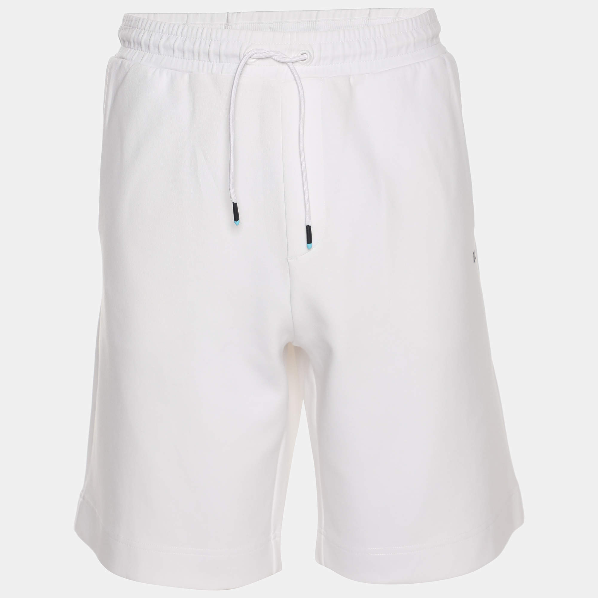 Pre Owned Hugo Boss White Jersey Logo Embroidered Drawstring Shorts XL