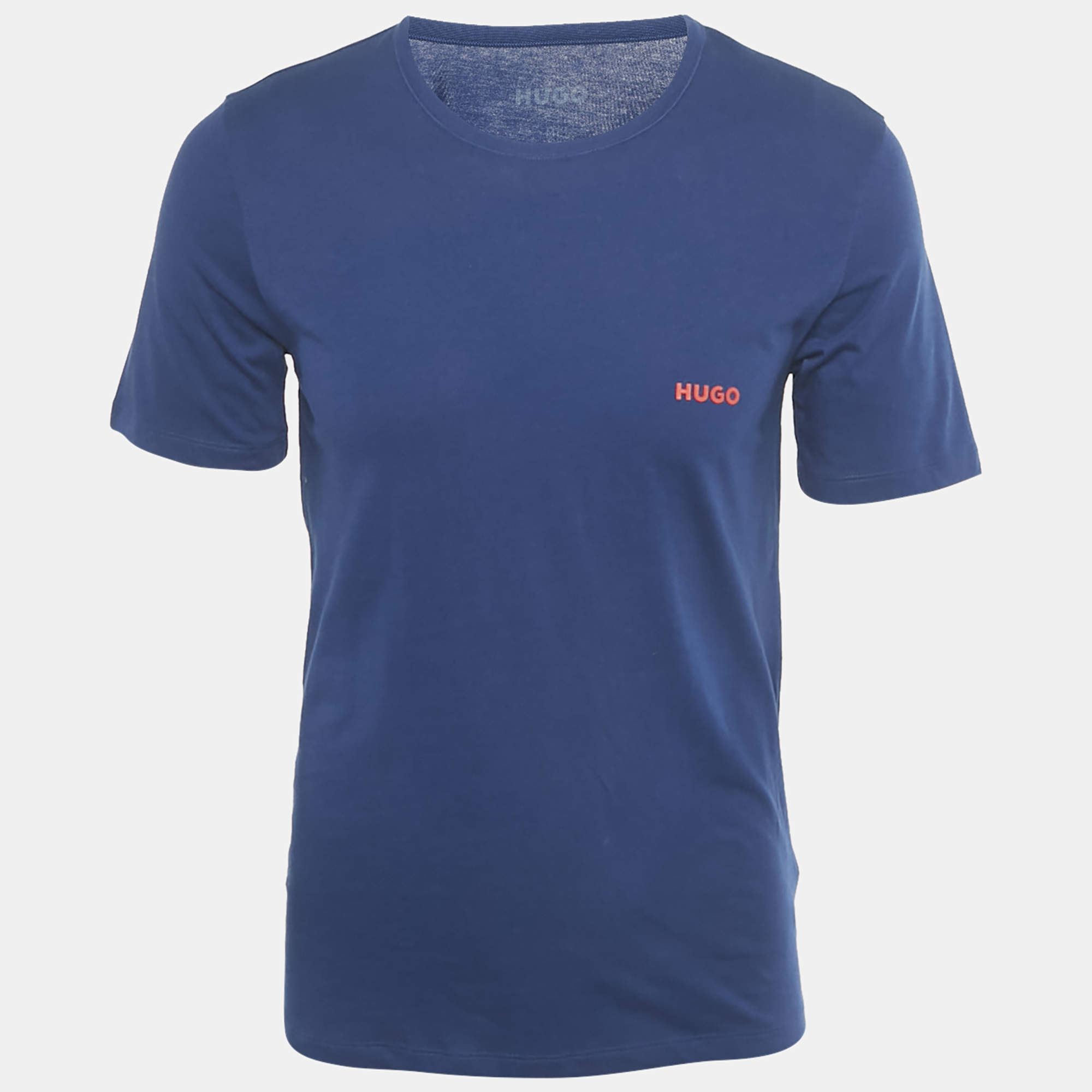 Pre Owned Hugo Boss Blue Logo Print Jersey Triplet P T-Shirt M