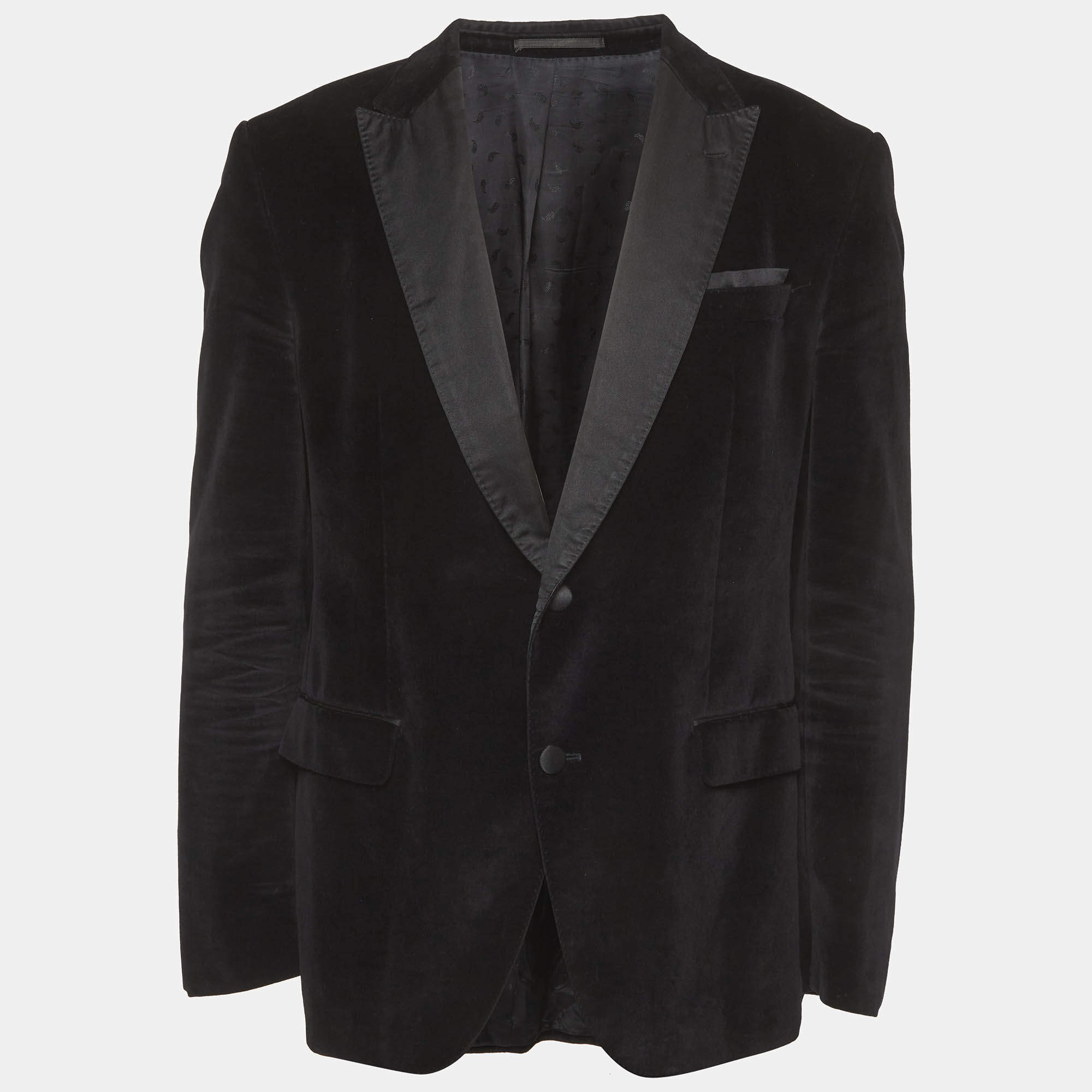 Pre Owned Boss by Hugo Boss Black Velvet Blazer 2XL