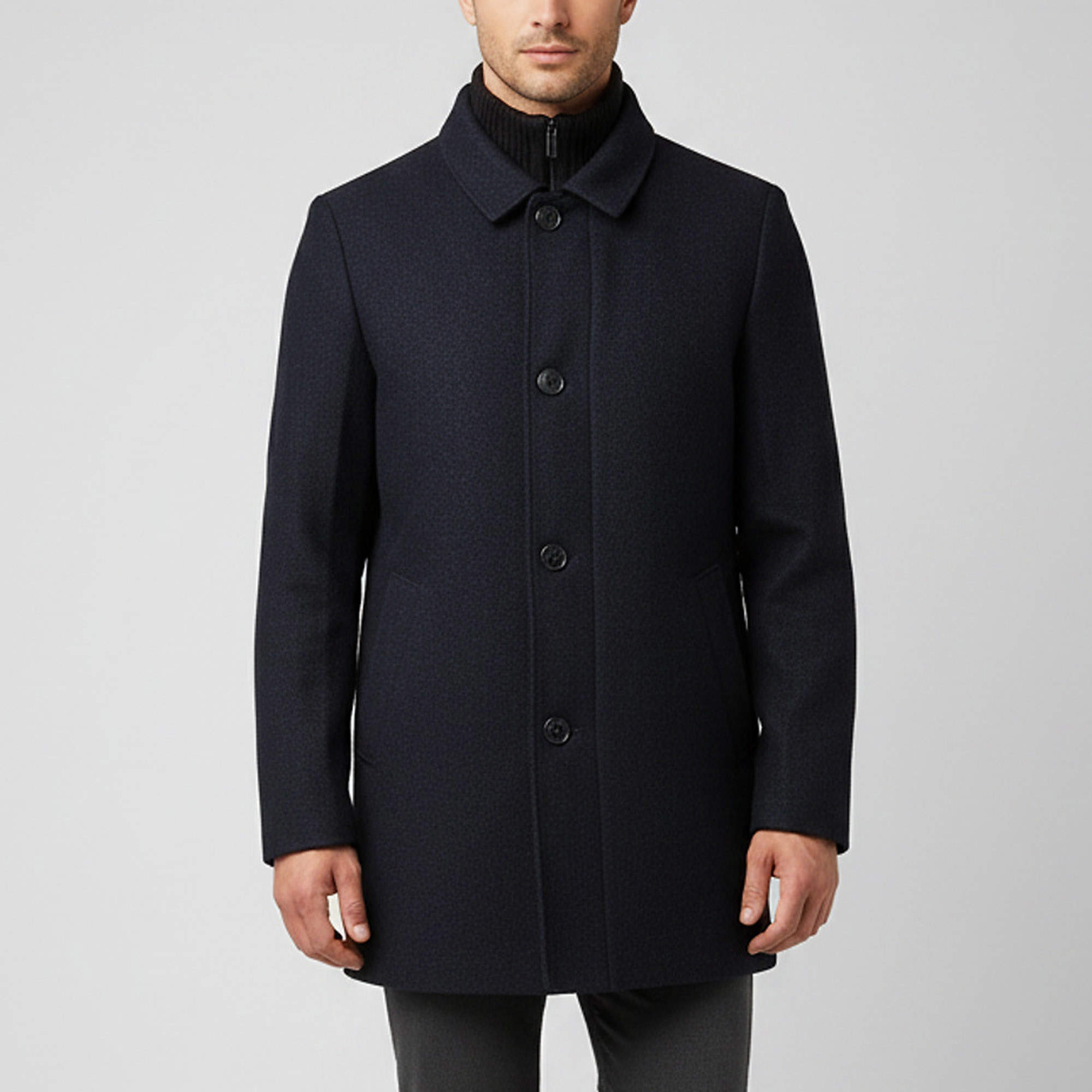 Pre Owned Hugo Hugo Boss Navy Blue Wool Blend Barelto Coat M
