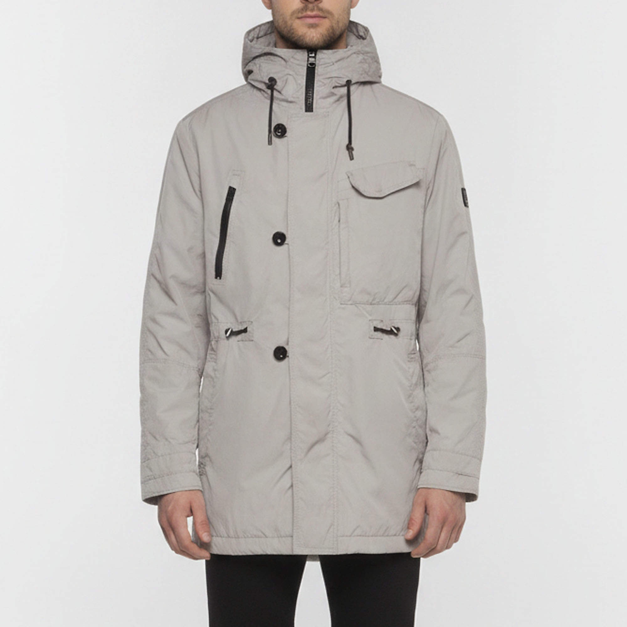 Pre Owned Hugo Boss Grey Nylon Blend Hooded Calabria-W Utility Jacket M