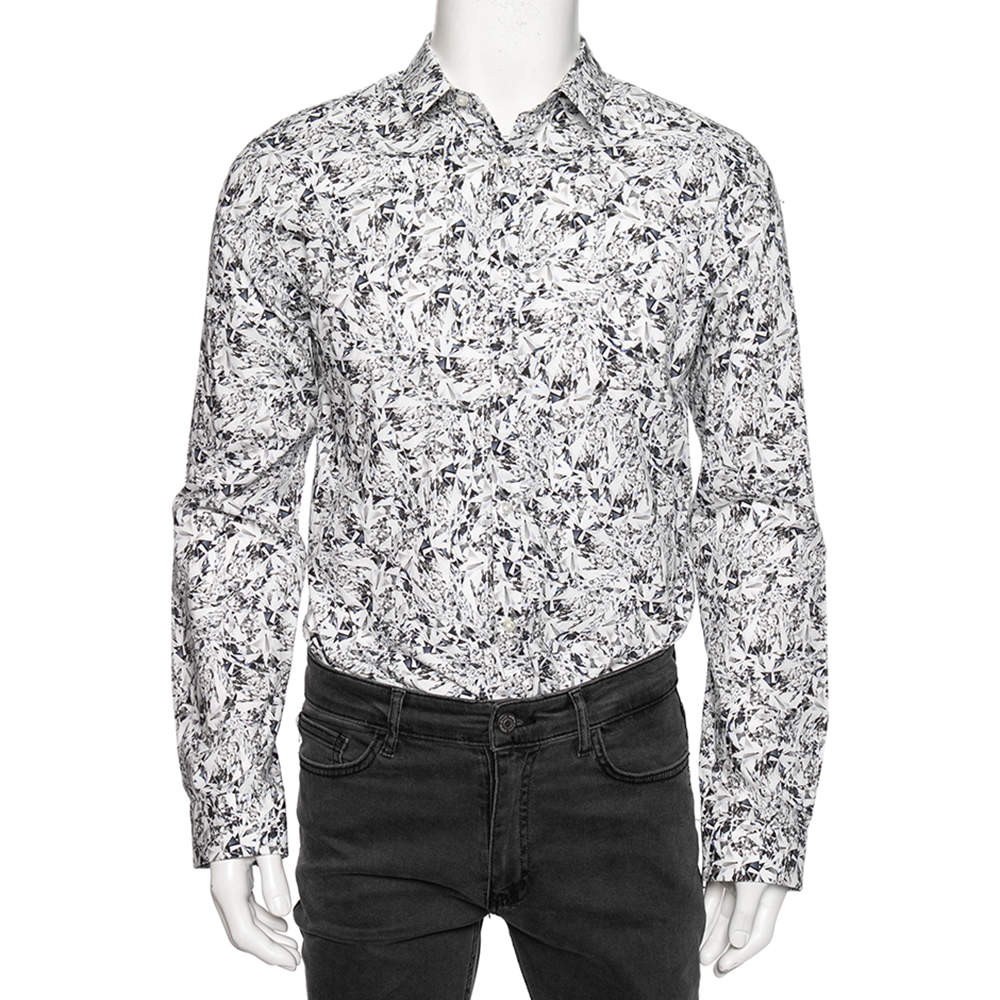 Hugo by Hugo Boss Abstract Printed Cotton Button Front Slim Fit Shirt M