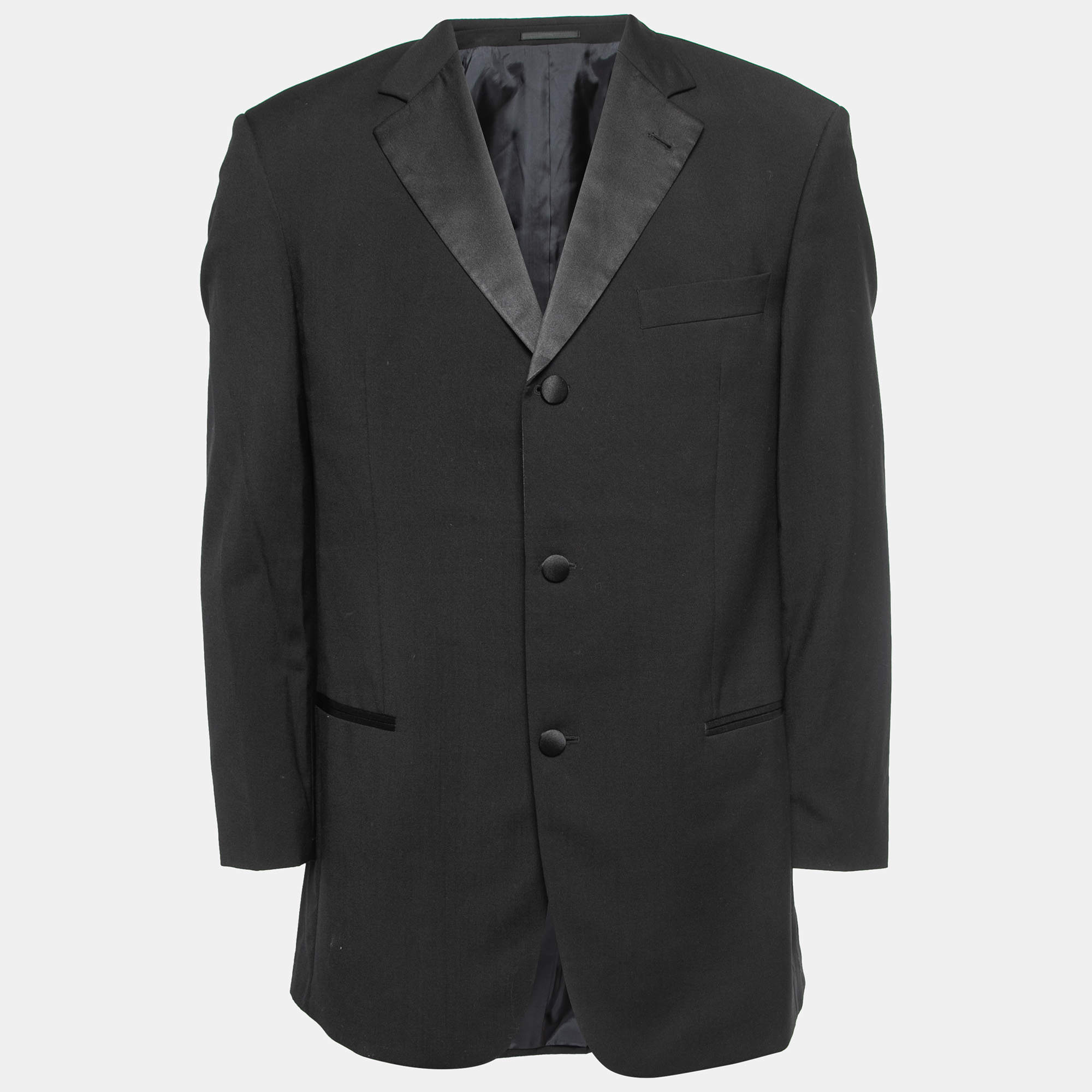 Hugo Boss Vintage Black Wool Single Breasted Blazer L