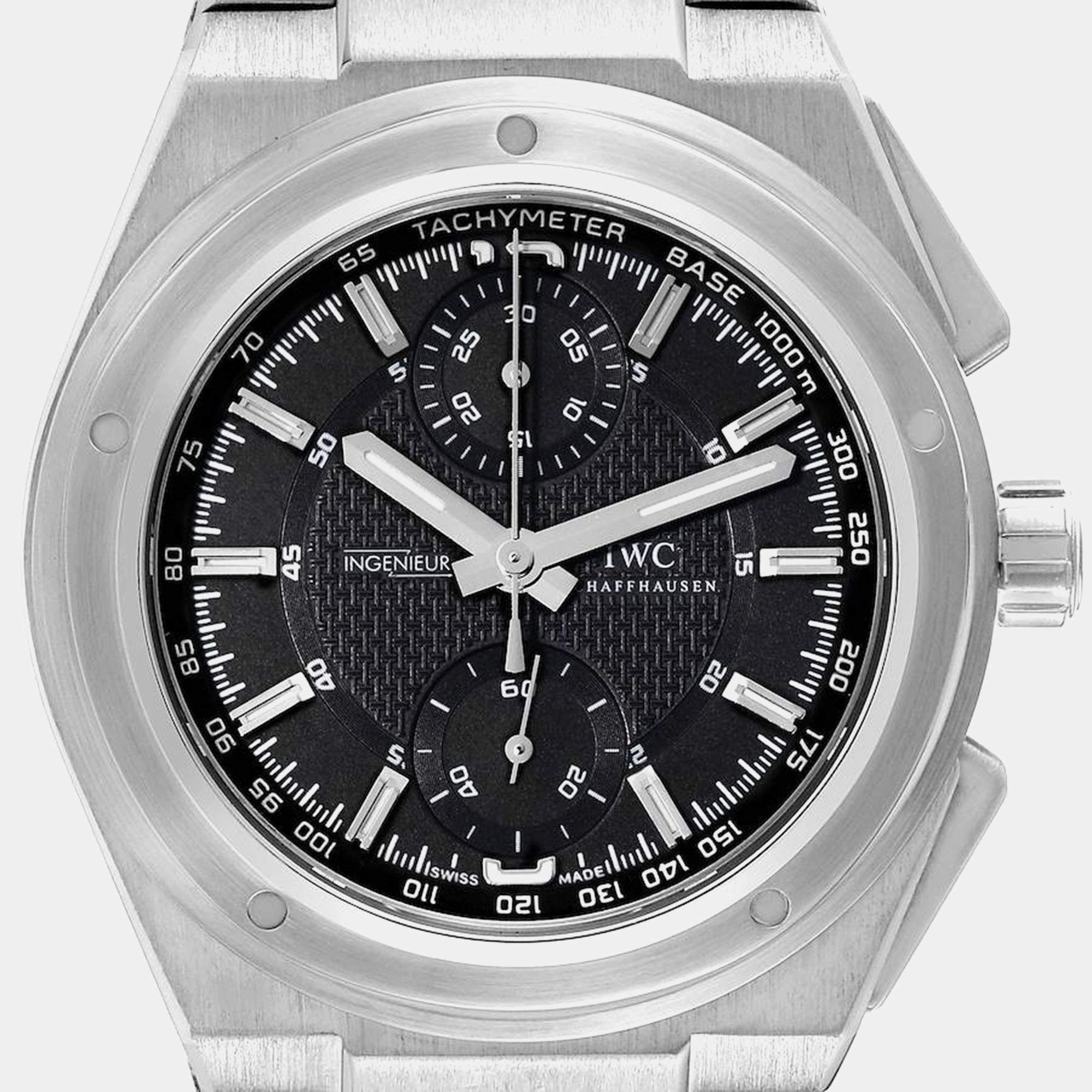 IWC Black Stainless Steel Ingenieur IW372501 Automatic Men's Wristwatch 42.5 mm