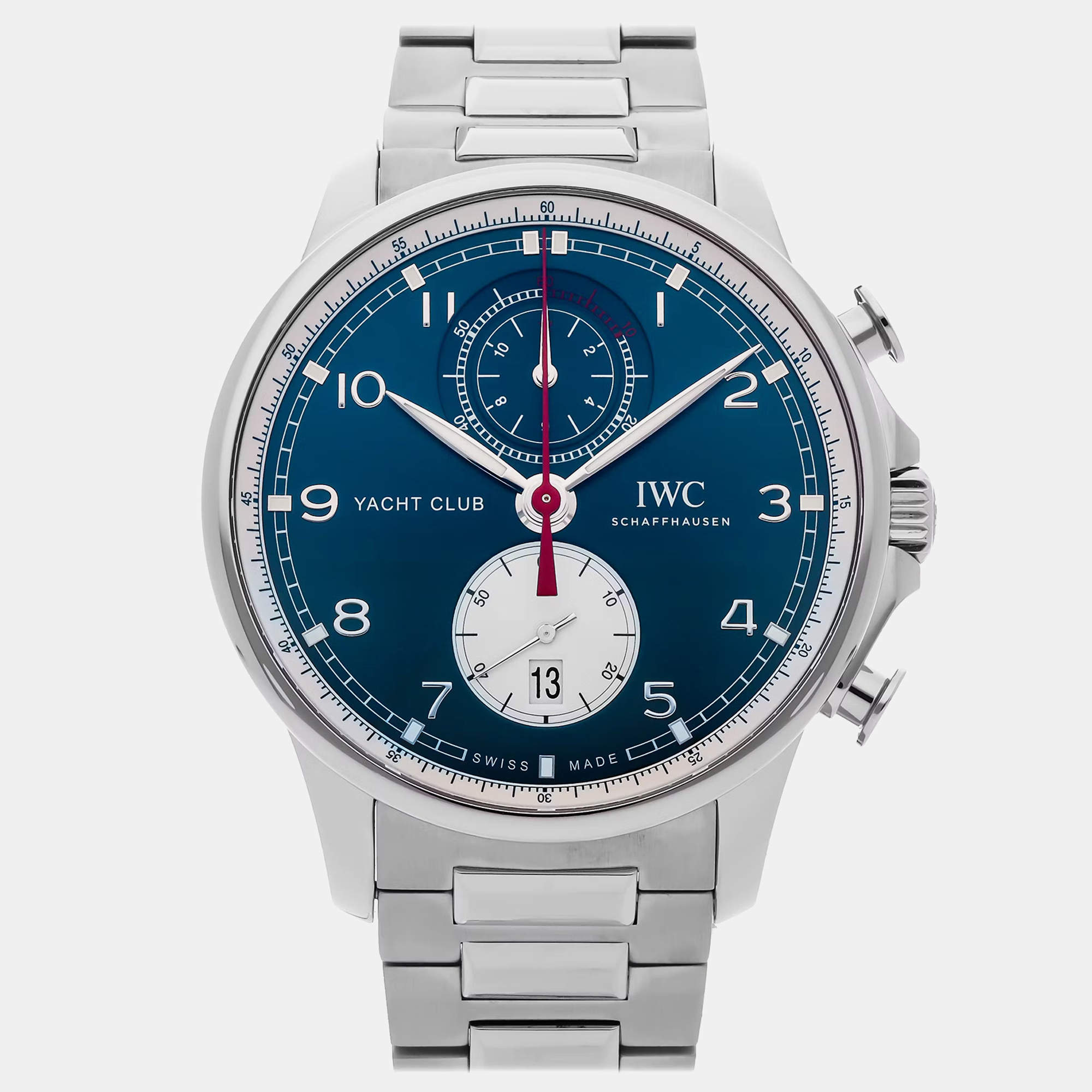 IWC Blue Stainless Steel Portuguese Yacht Club IW3907-04 Automatic Men's Wristwatch 44 mm