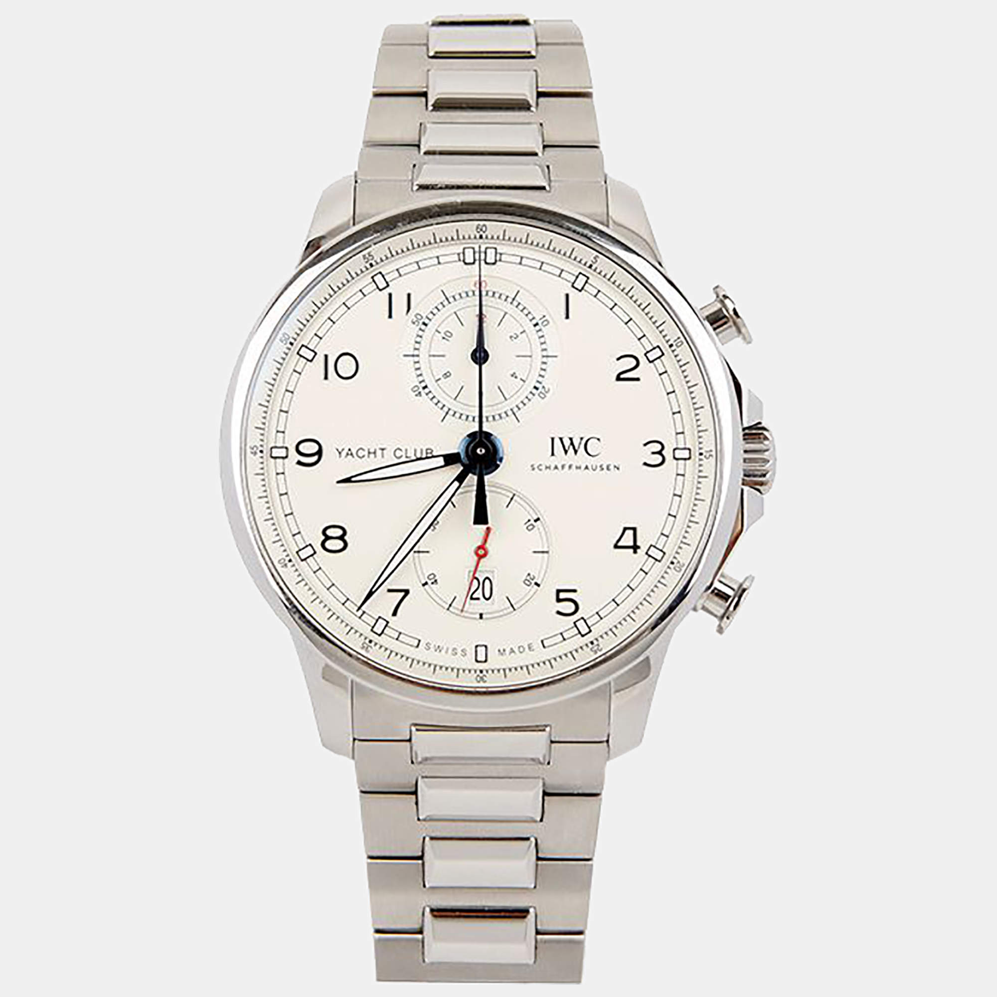 IWC White Stainless Steel Portugieser IW390702 Automatic Men's Wristwatch 44 mm