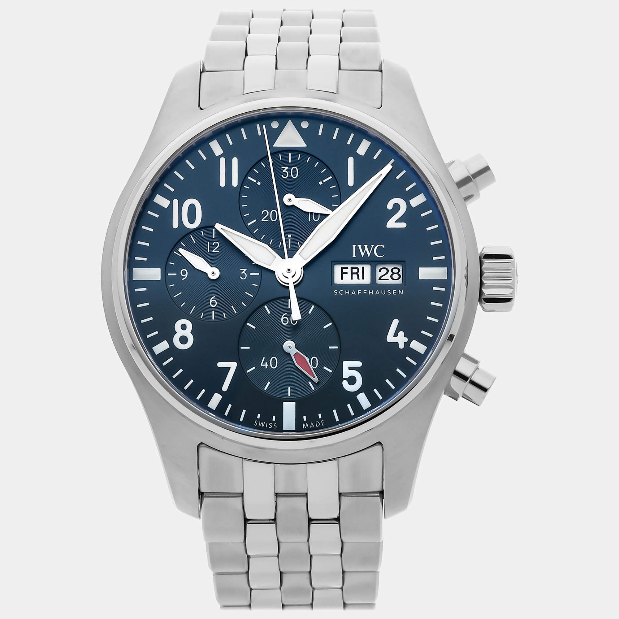 IWC Blue Stainless Steel Pilot's IW3881-02 Automatic Men's Wristwatch 41 mm