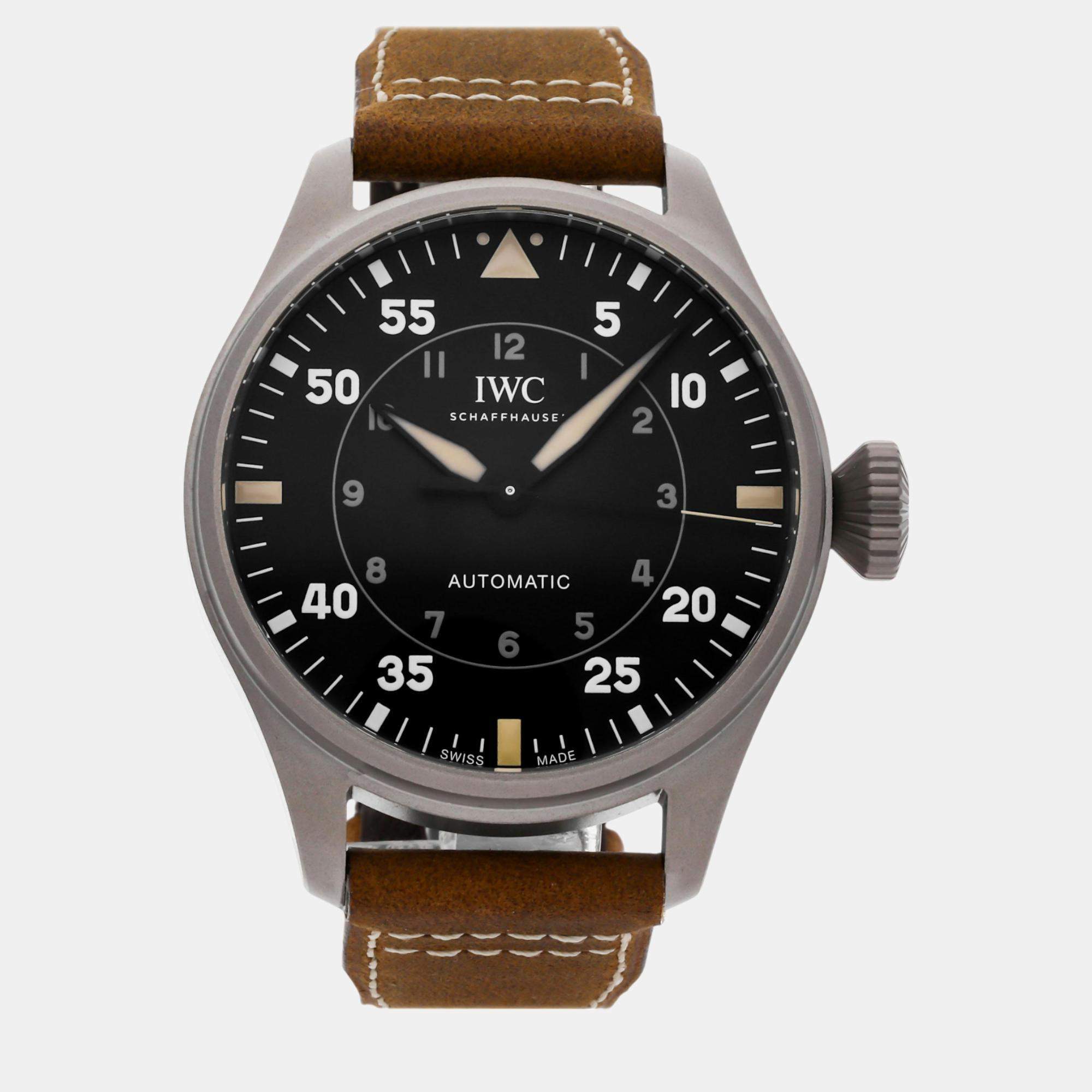 IWC Black Titanium Big Pilot's IW3297-01 Automatic Men's Wristwatch 43 mm